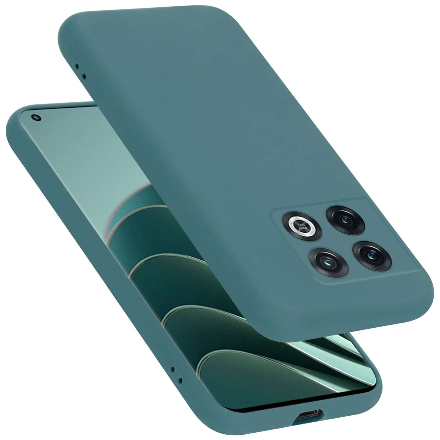 CADORABO Hülle im Liquid OnePlus, Style, LIQUID Silicone 5G, Case GRÜN PRO Backcover, 10