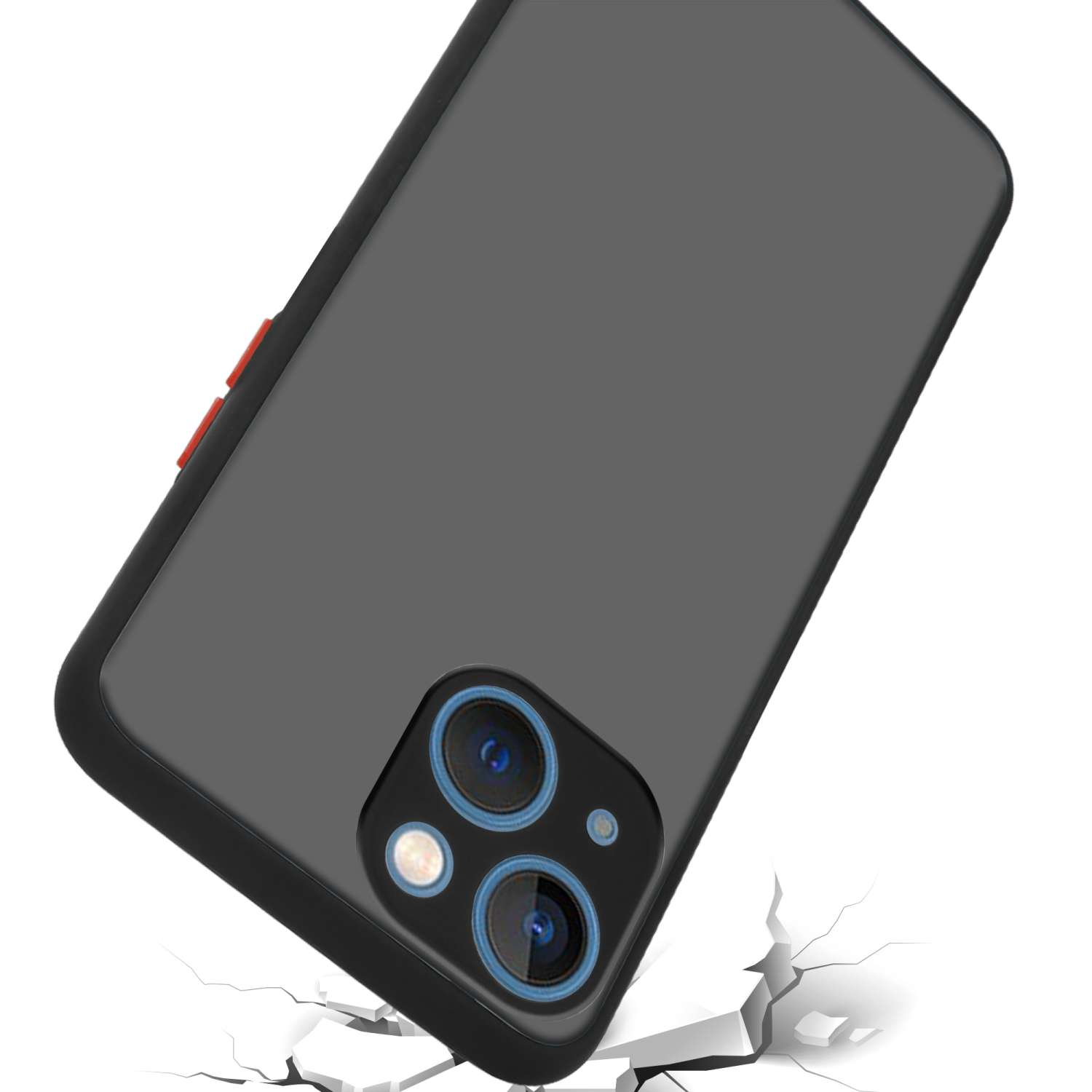 und Rückseite, Matt CADORABO Schwarz iPhone matter Hybrid 13, Silikon Innenseite Schutzhülle Kunststoff TPU mit Hülle Backcover, Apple,