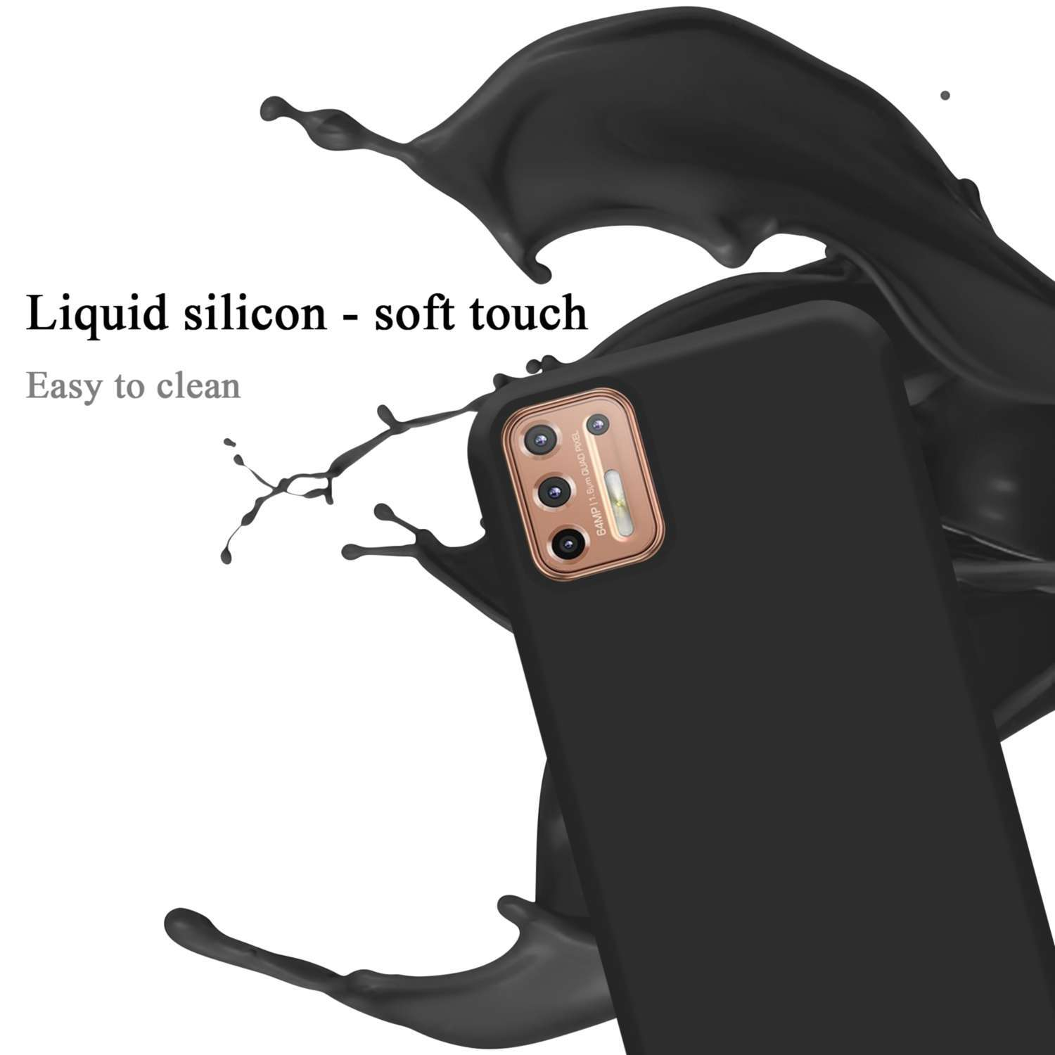 Custodia nera con silicone liquido, schizzo nero.
