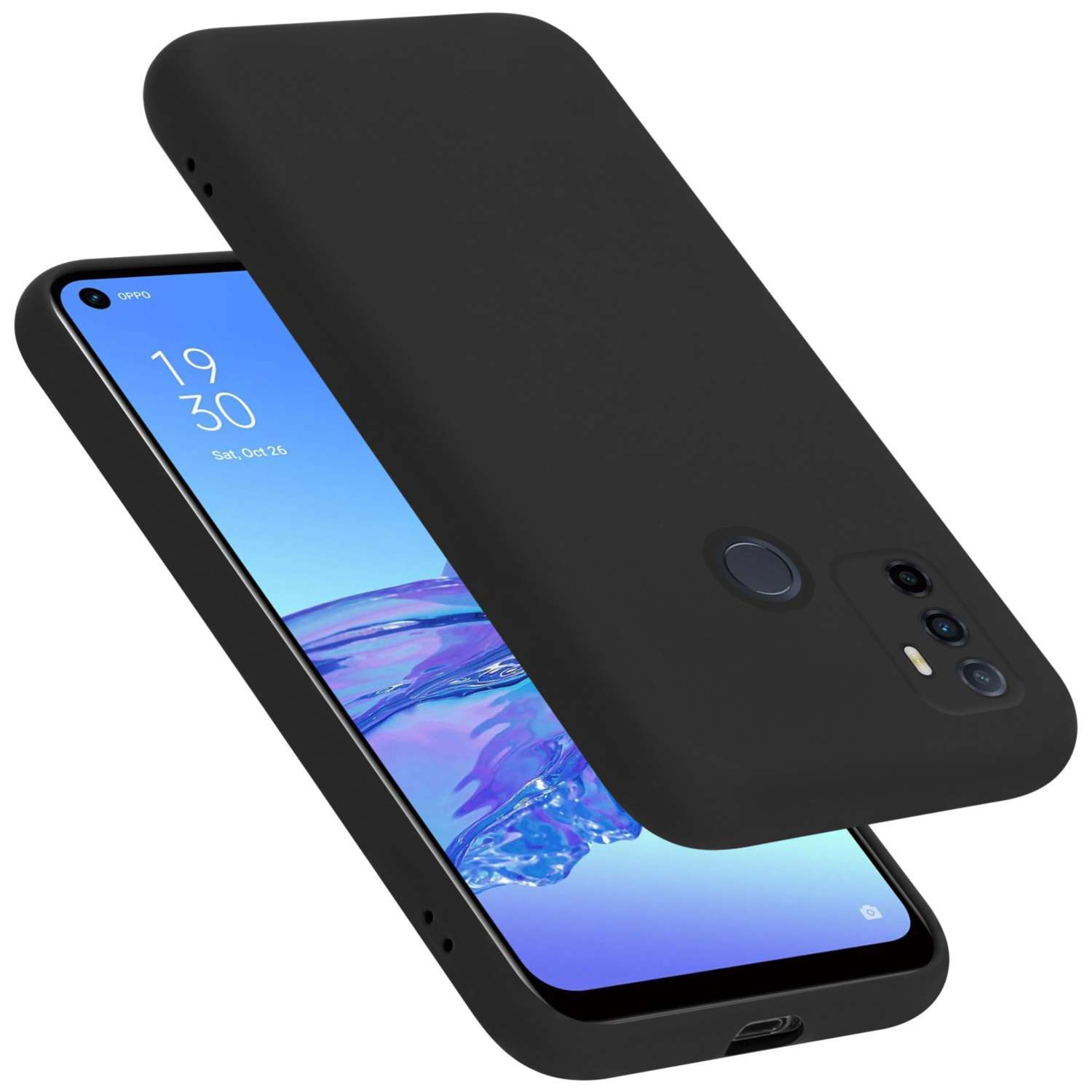 Silicone Style, im Liquid SCHWARZ LIQUID Backcover, Case Hülle Oppo, CADORABO A53,