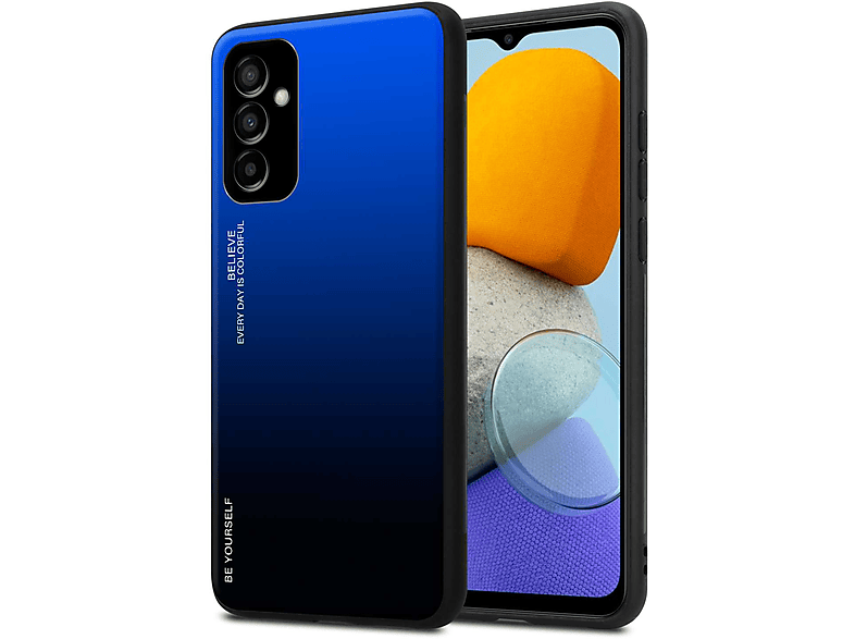 BLAU Silikon 5G, M23 - Glas, Backcover, CADORABO 2 Hülle Galaxy TPU aus SCHWARZ Farben Samsung,