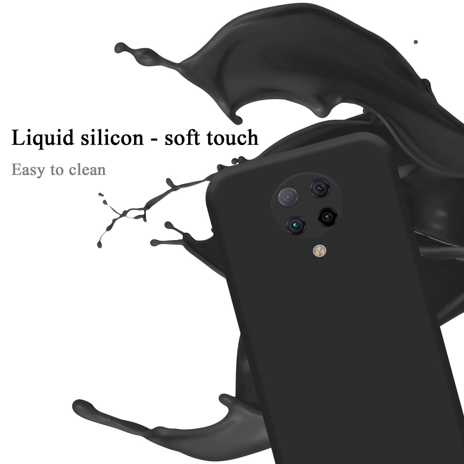 CADORABO Hülle im Liquid Style, POCO PRO, Xiaomi, F2 Case Silicone SCHWARZ Backcover, LIQUID