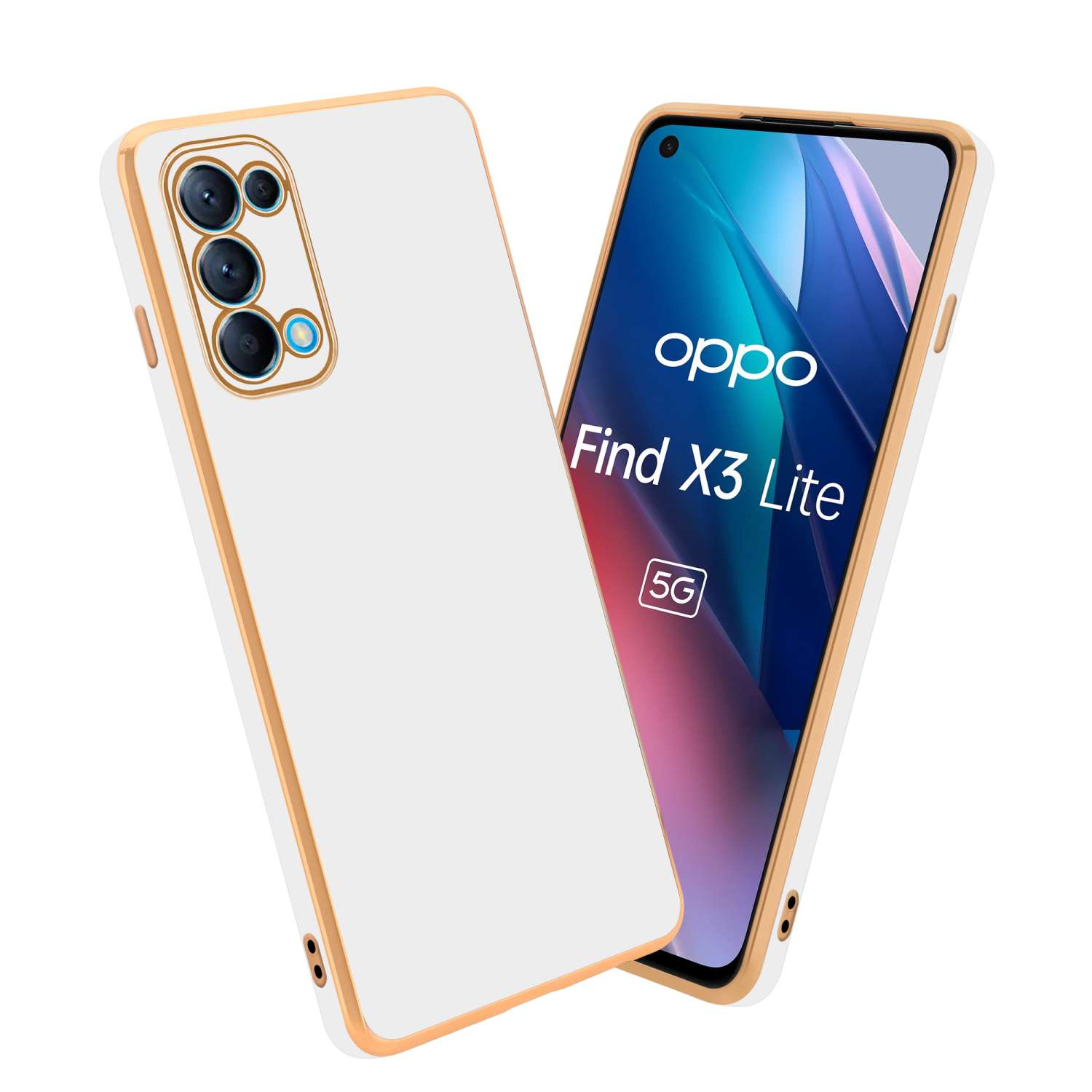 Oppo, Gold CADORABO LITE, FIND Kameraschutz, Handyhülle - Backcover, Glossy X3 Weiß mit