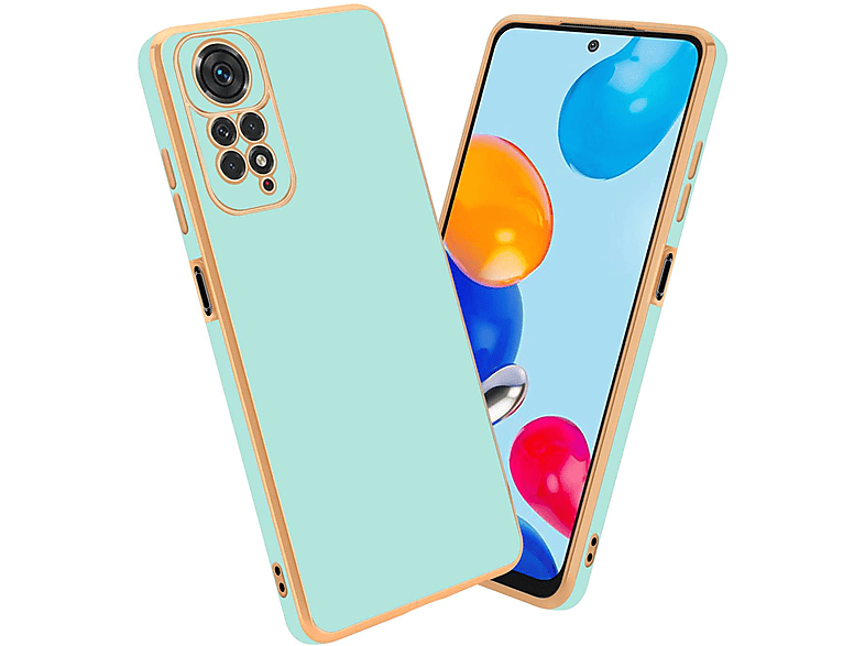 Cadorabo Cover Per Xiaomi Redmi Note 10 Pro – Morbida Al Tatto, Verde Menta Lucido Con Dettagli Oro, Protezione Fotocamera Inclusa - 3