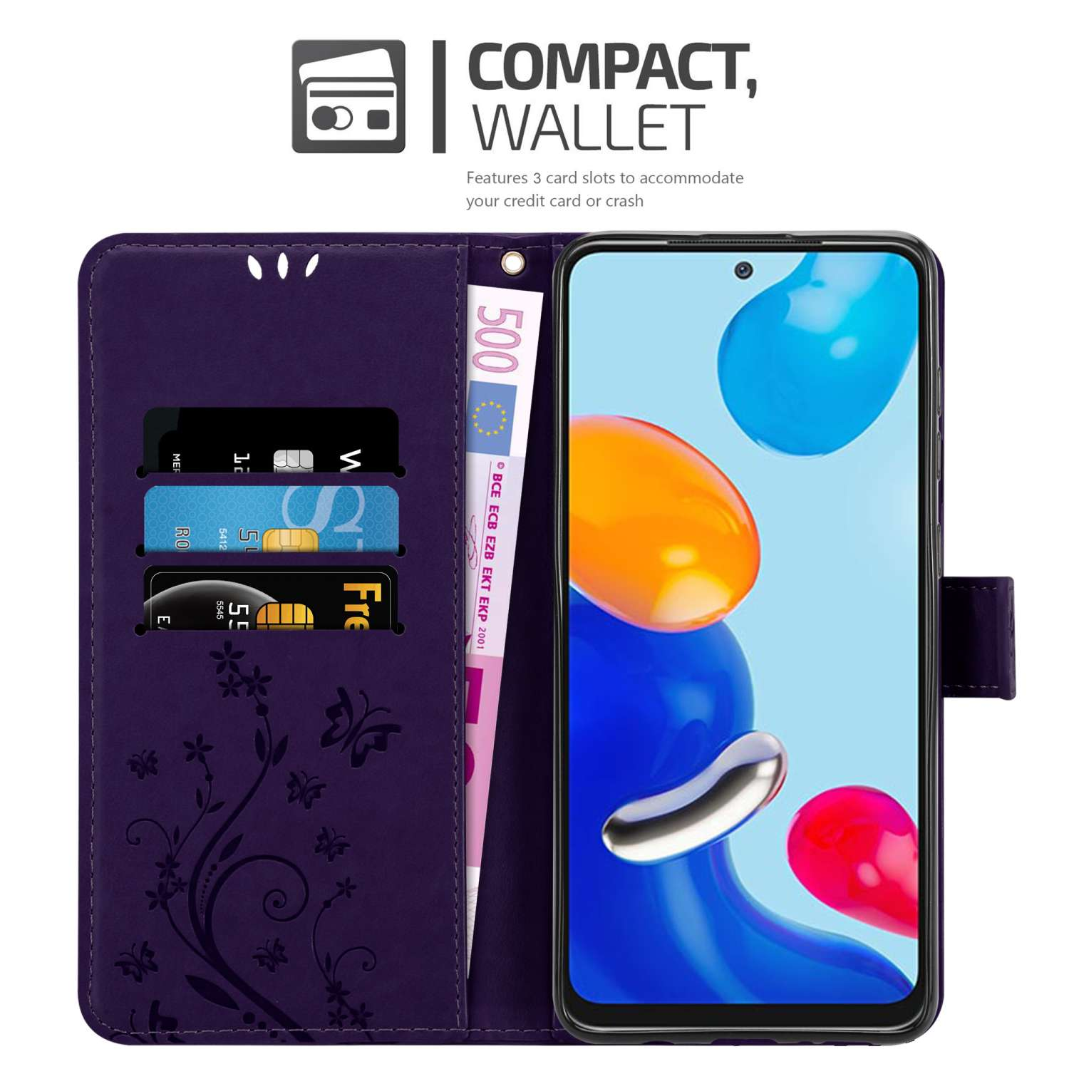 Custodia Portafoglio Per Xiaomi Redmi Note 14 Pro 5G - Fodera In PU Con Supporto E Slot Carte - Farfalle Dorate