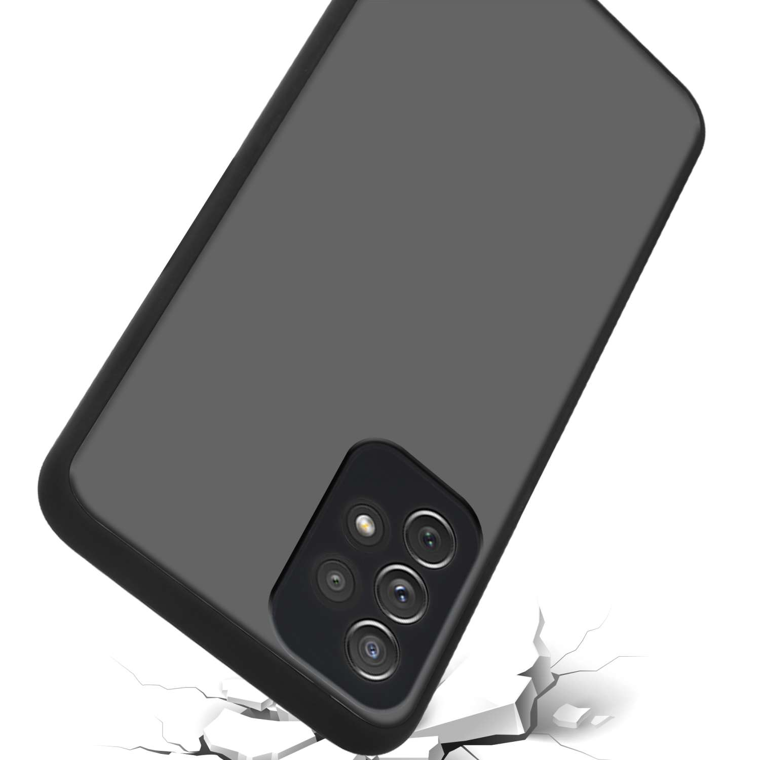 CADORABO Hülle matter Rückseite, Samsung, Silikon Galaxy Kunststoff Hybrid Matt TPU 4G Schutzhülle 5G, Backcover, und Innenseite / mit A72 Schwarz