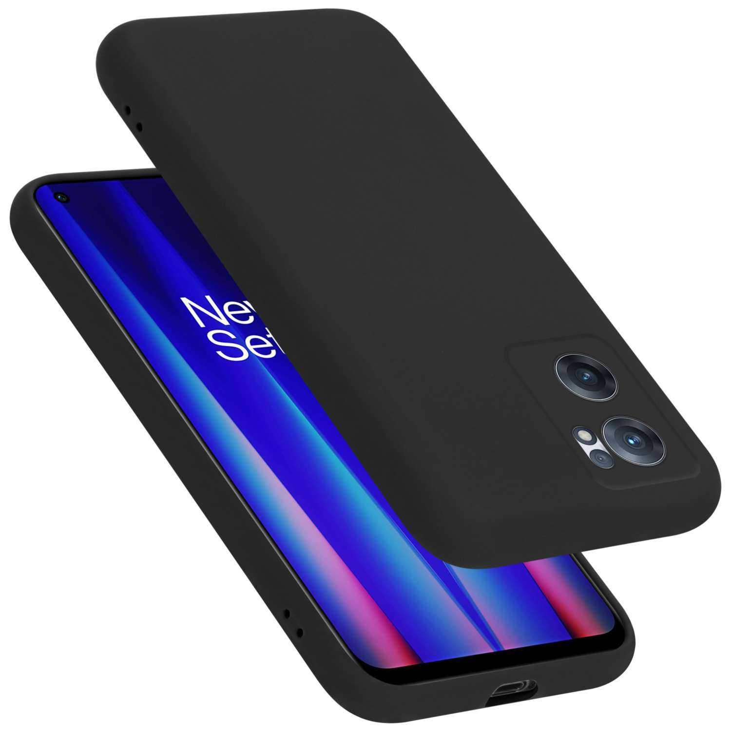 CADORABO Hülle im Liquid Silicone Style, 5G, SCHWARZ LIQUID OnePlus, CE Nord Backcover, 2 Case