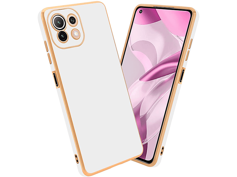 LITE Handyhülle 5G) Weiß / Glossy 11 / NE, mit - (4G LITE Mi Backcover, Gold Kameraschutz, Xiaomi, CADORABO 11