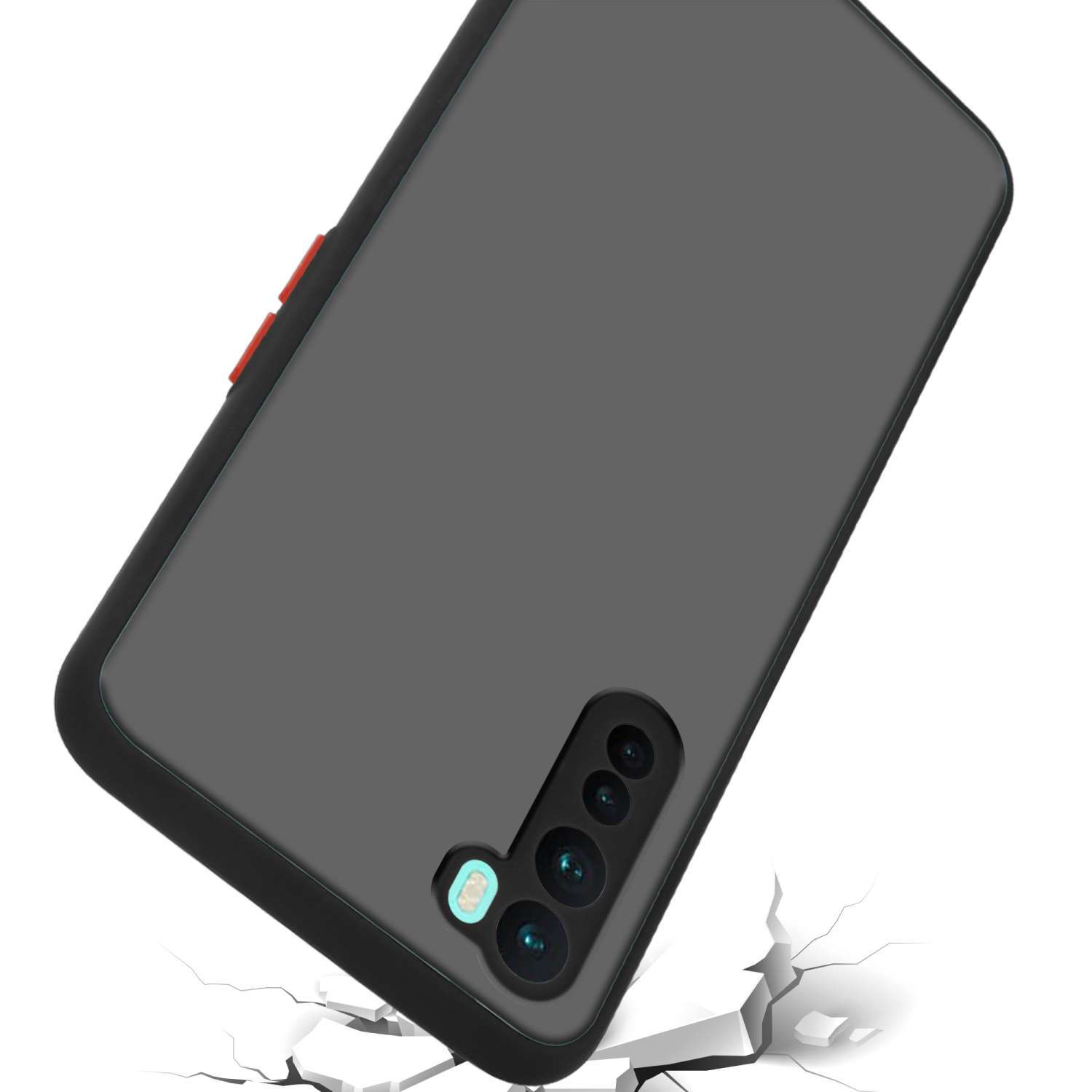OnePlus, und CADORABO Nord, Schwarz Silikon matter Backcover, mit Matt TPU Kunststoff Rückseite, Innenseite Schutzhülle Hülle Hybrid