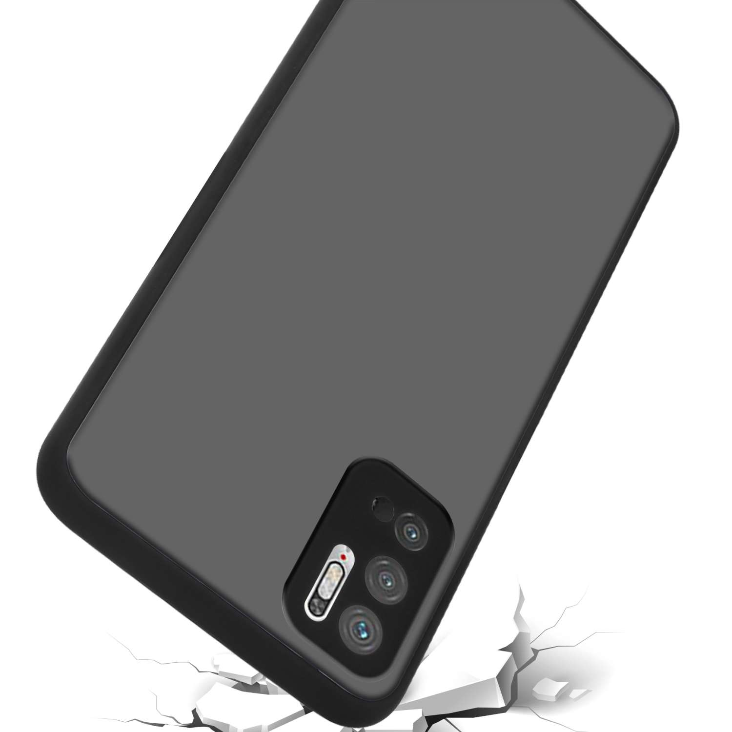 Hülle CADORABO POCO Matt Hybrid Kunststoff M3 Schwarz mit und Xiaomi, RedMi 5G PRO Innenseite 10 TPU Schutzhülle Silikon 5G, / Backcover, matter NOTE Rückseite,
