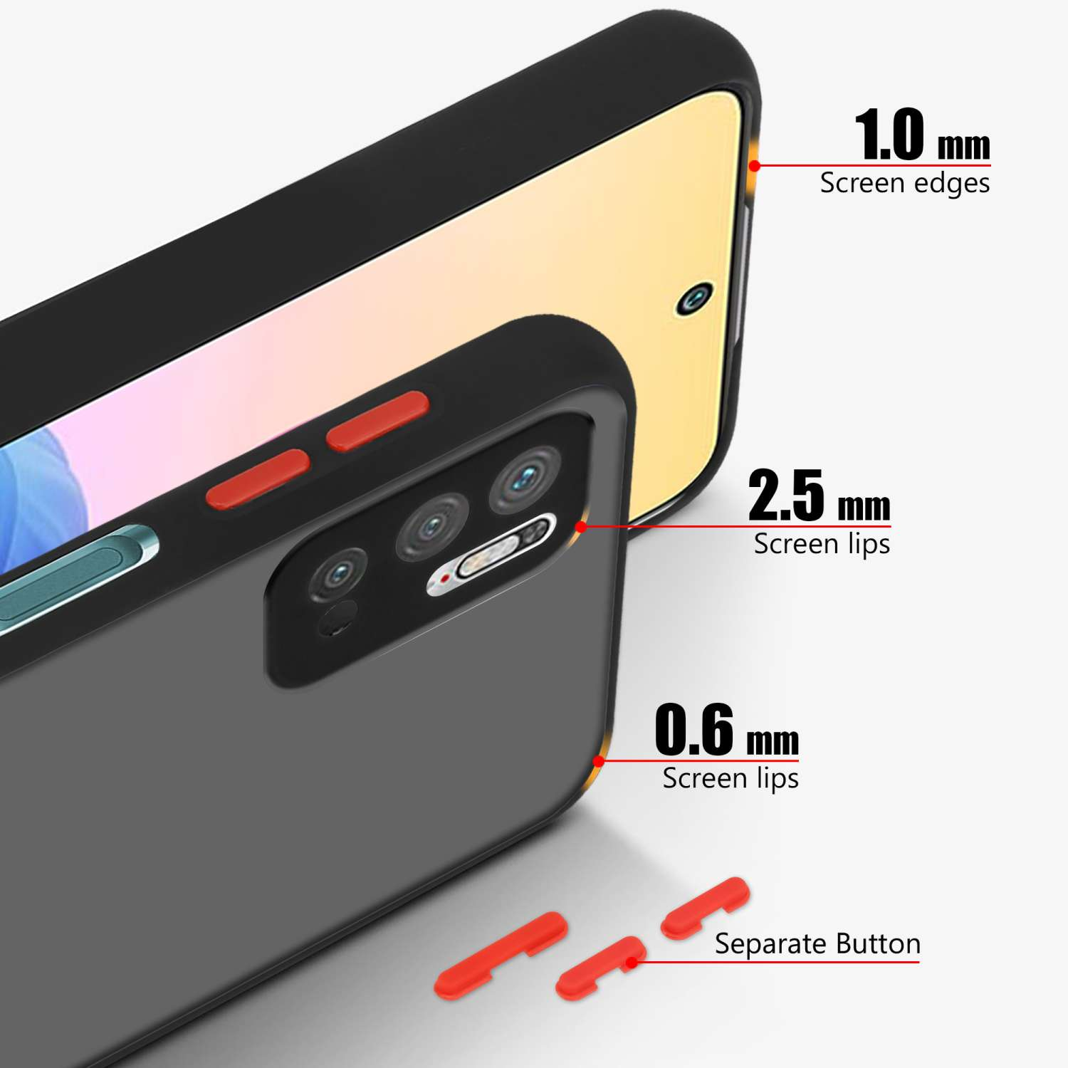 Hülle CADORABO POCO Matt Hybrid Kunststoff M3 Schwarz mit und Xiaomi, RedMi 5G PRO Innenseite 10 TPU Schutzhülle Silikon 5G, / Backcover, matter NOTE Rückseite,