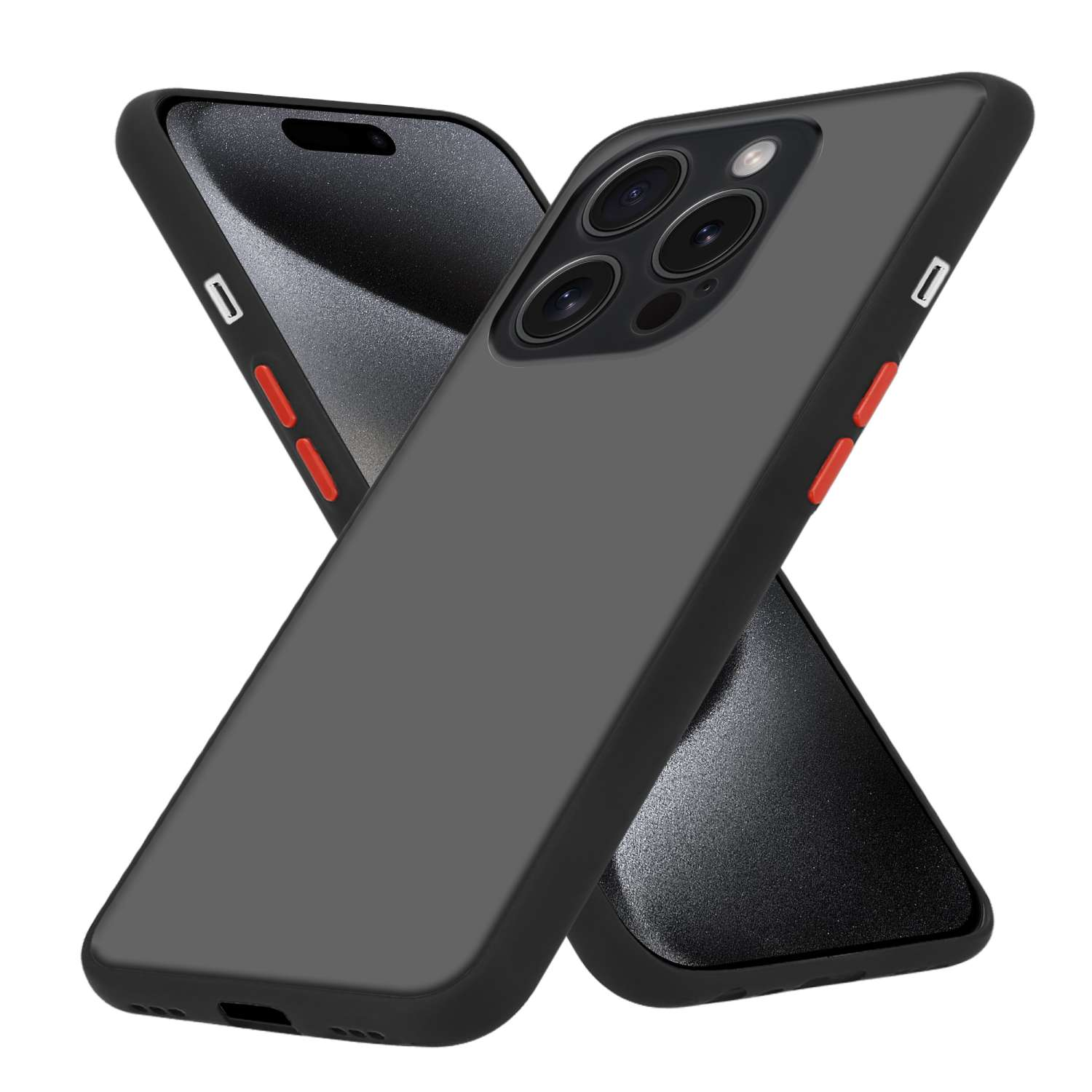 Due custodie nere con un telefono all'interno. Le custodie sono staccate.