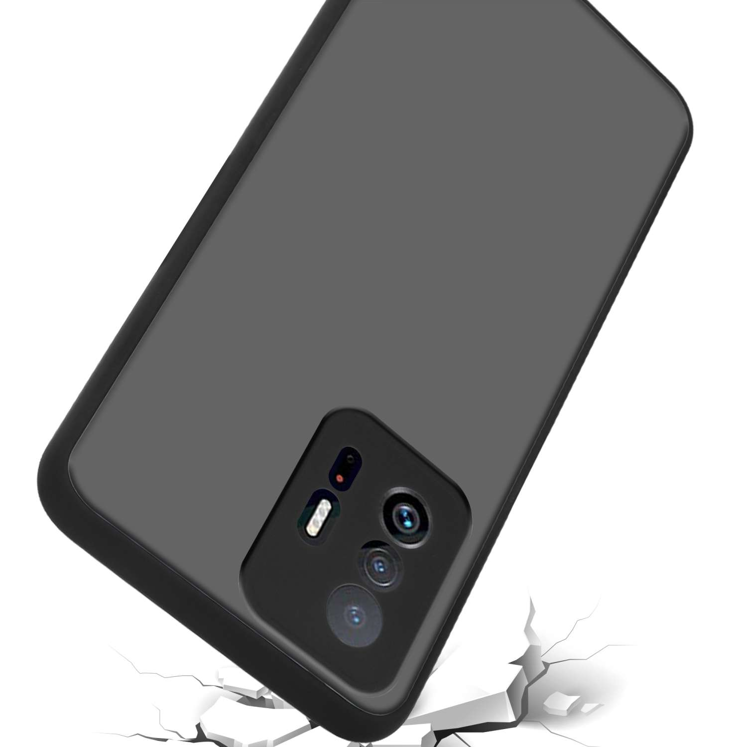 Backcover, matter Hybrid 11T Matt Xiaomi, mit PRO, Hülle Innenseite Kunststoff Silikon / Rückseite, Schutzhülle Schwarz und TPU CADORABO 11T