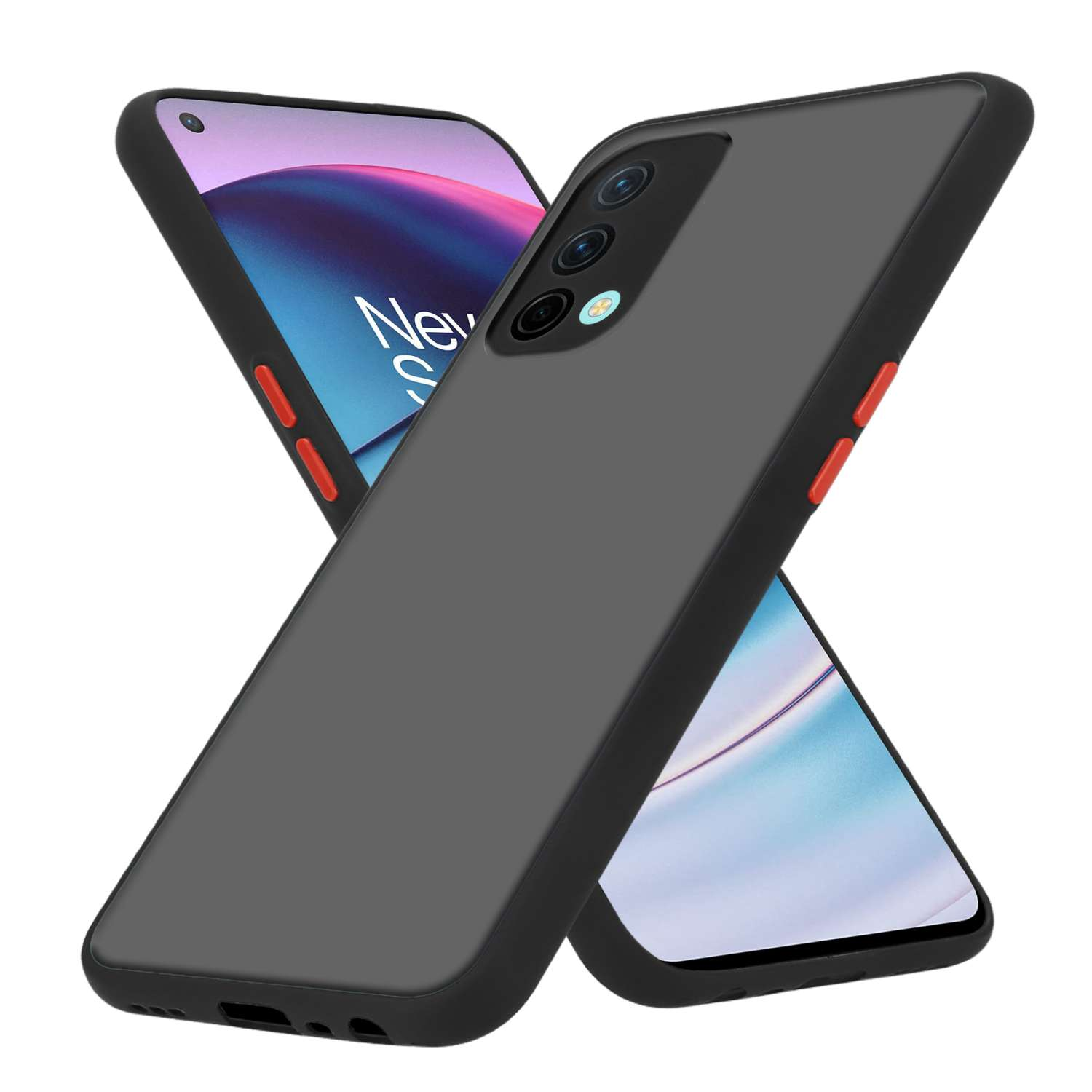 CADORABO Hülle Hybrid Schutzhülle mit CE und 5G, Innenseite matter Kunststoff Rückseite, OnePlus, Backcover, Nord Silikon TPU Schwarz Matt