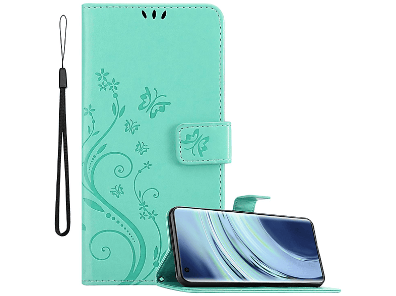 Bookcover, Xiaomi, 11 Flower CADORABO Muster Case, Blumen FLORAL Mi 5G, TÜRKIS Hülle