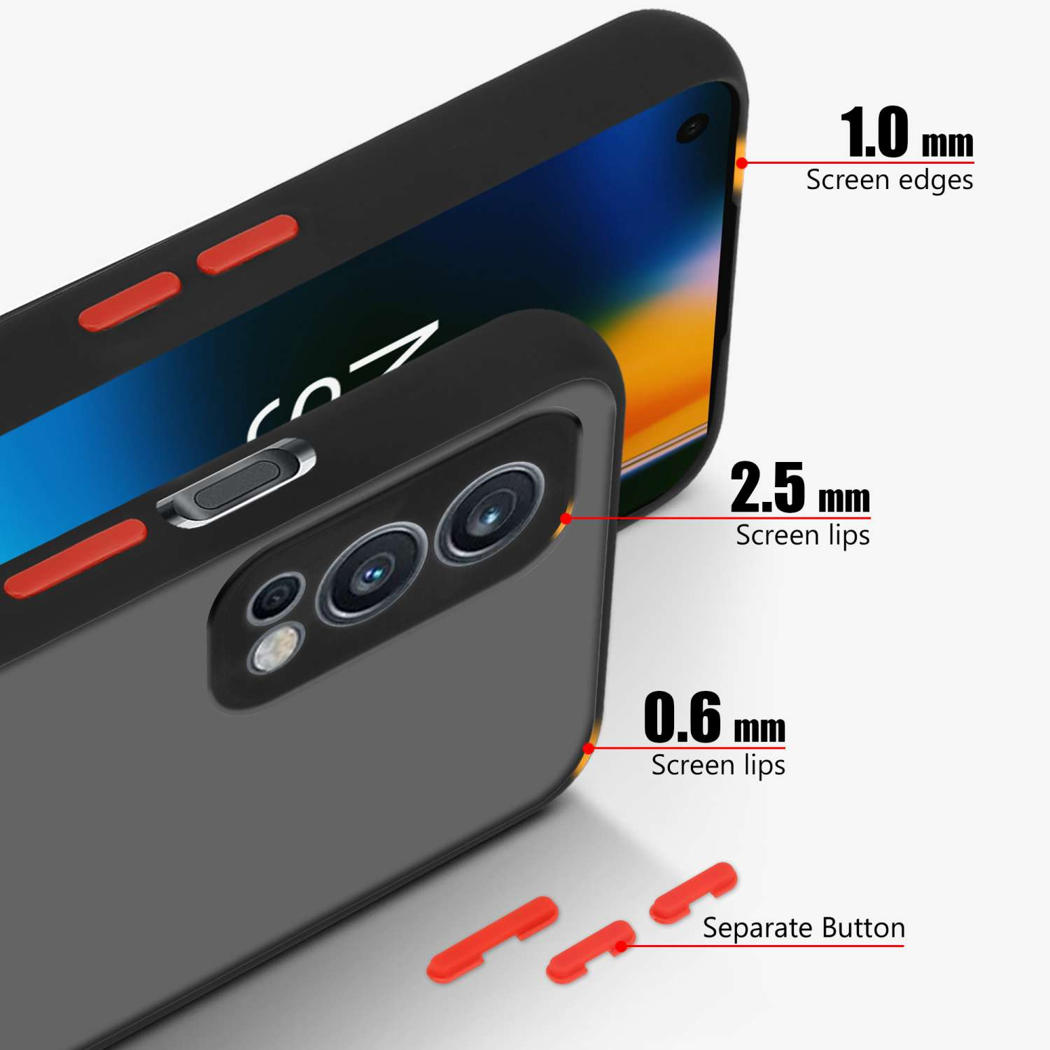 2 Rückseite, OnePlus, Matt Backcover, TPU Innenseite Kunststoff Schwarz und CADORABO Hülle Nord 5G, mit Hybrid Silikon matter Schutzhülle