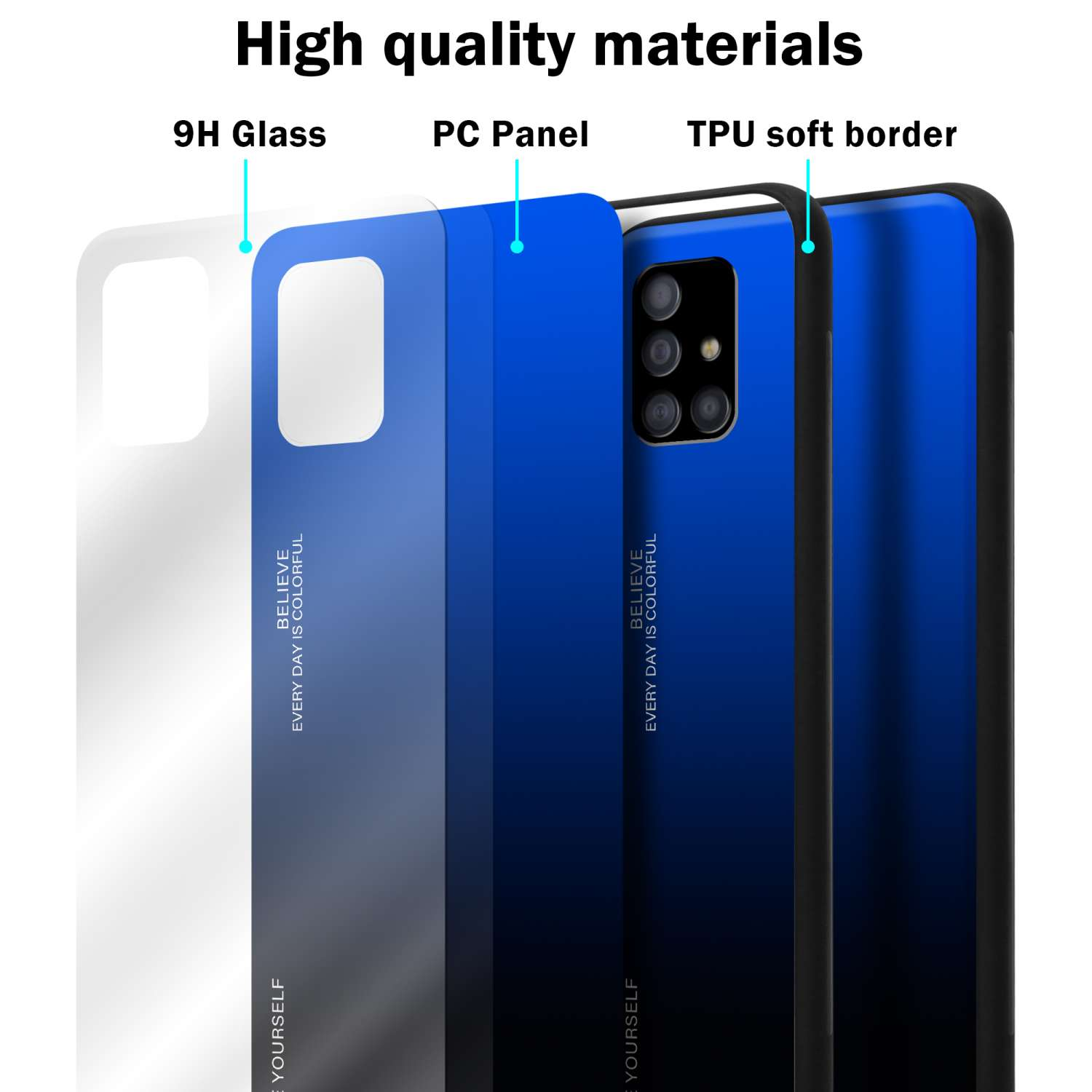 Galaxy Glas, Farben Backcover, aus Silikon Hülle BLAU CADORABO TPU 2 5G, SCHWARZ A51 - Samsung,