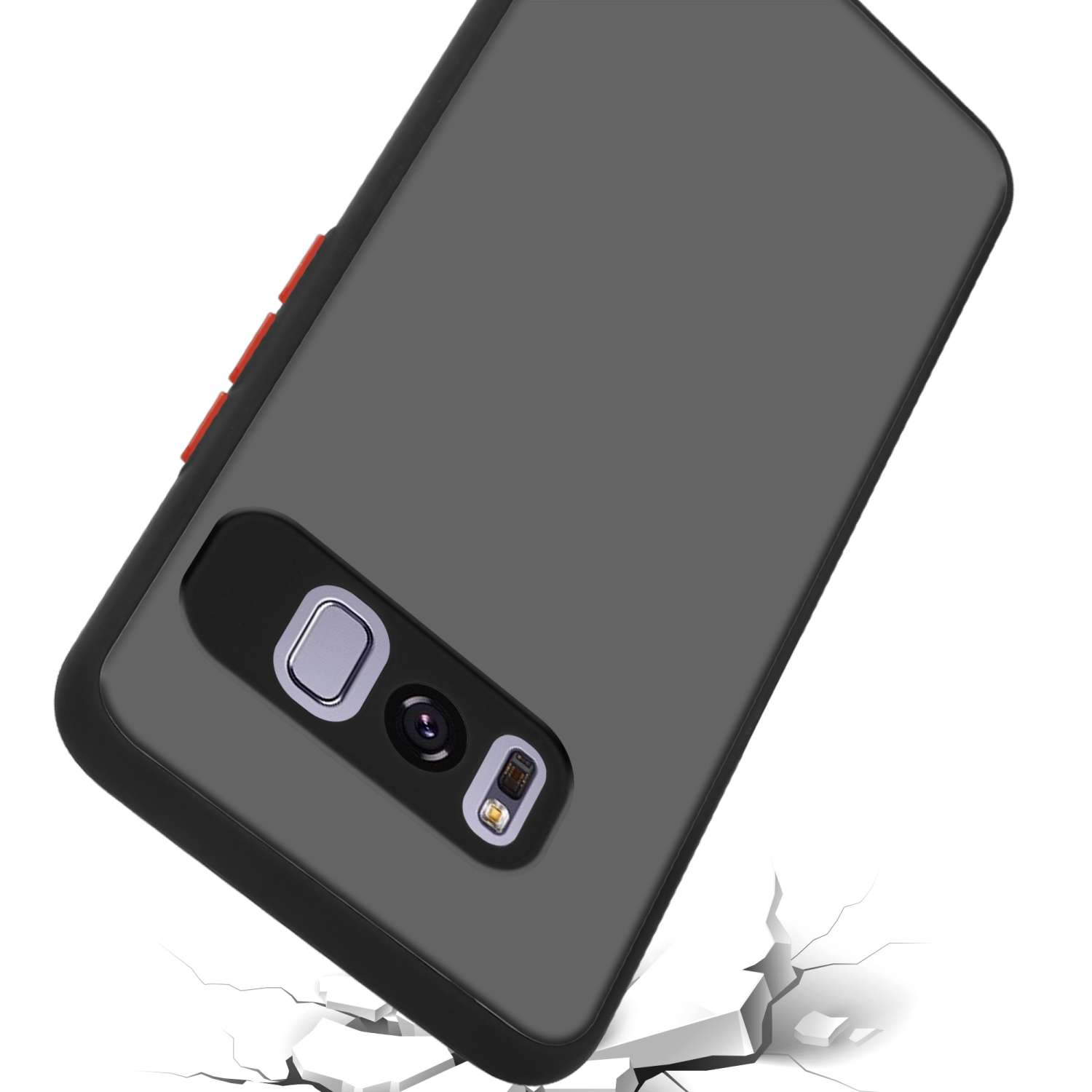 CADORABO Hülle Hybrid Schutzhülle mit Kunststoff Schwarz Innenseite TPU S8 Backcover, Rückseite, matter und Galaxy Matt Silikon PLUS, Samsung