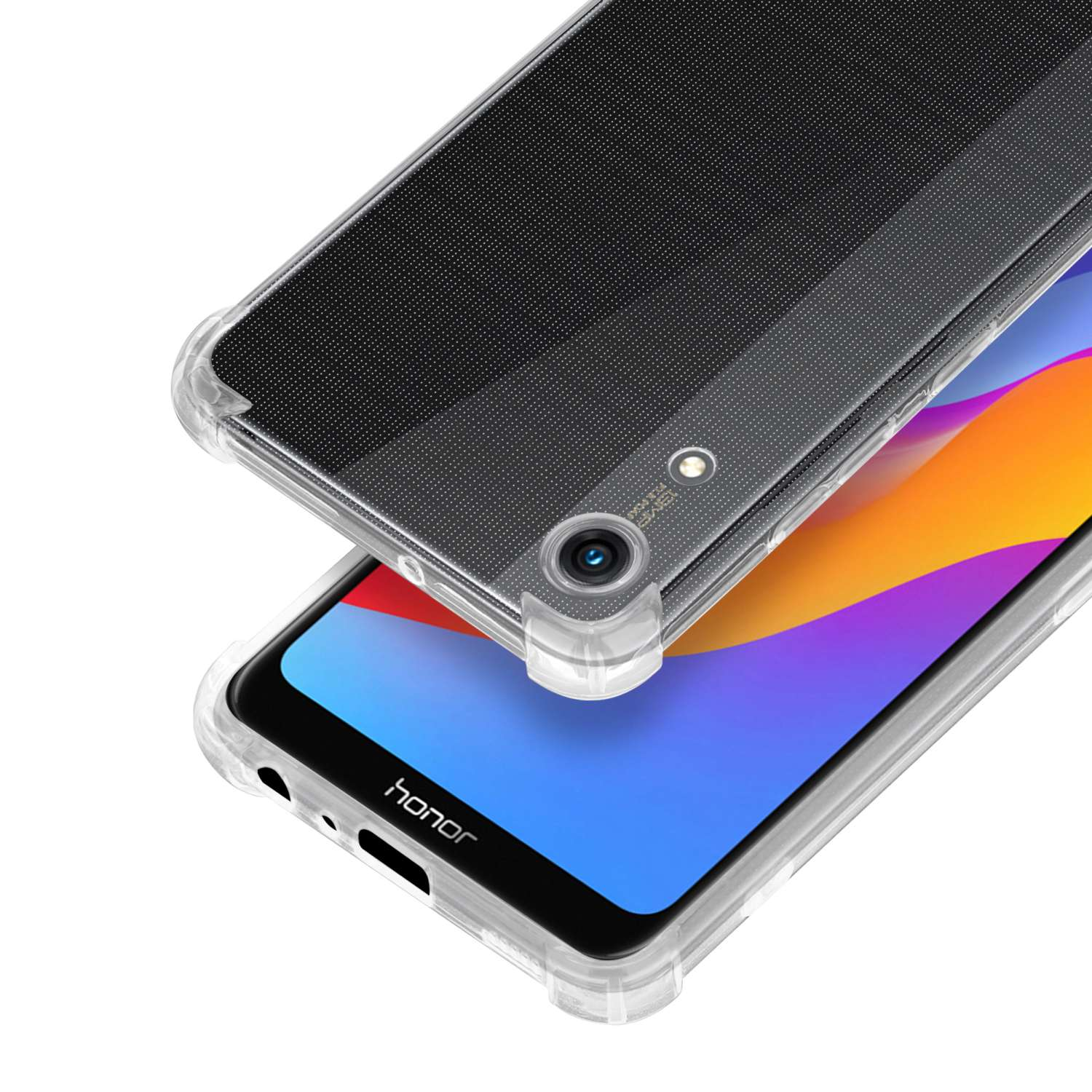 Custodia per telefono che protegge un telefono con un design chiaro e uno sfondo sfocato.