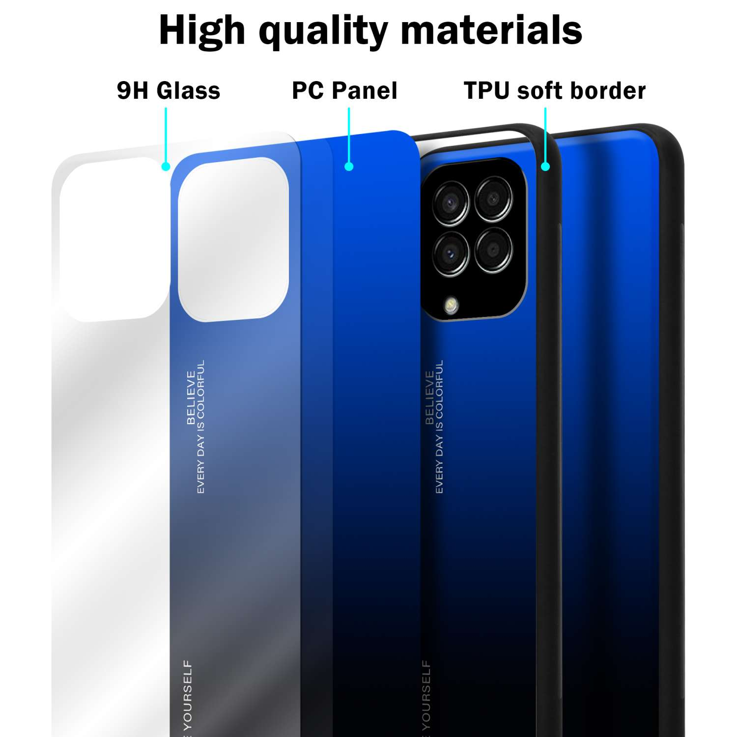 5G, Samsung, Galaxy SCHWARZ TPU Hülle Glas, - 2 M33 CADORABO Silikon aus BLAU Farben Backcover,
