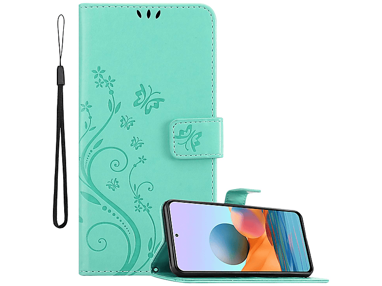 LBH Funda Para Xiaomi Redmi 10C, Funda Para Teléfono Móvil, Mariposa, Flores, Flores, Función Atril, Magnética, Protección Completa, 360 Grados, Oro Rosa