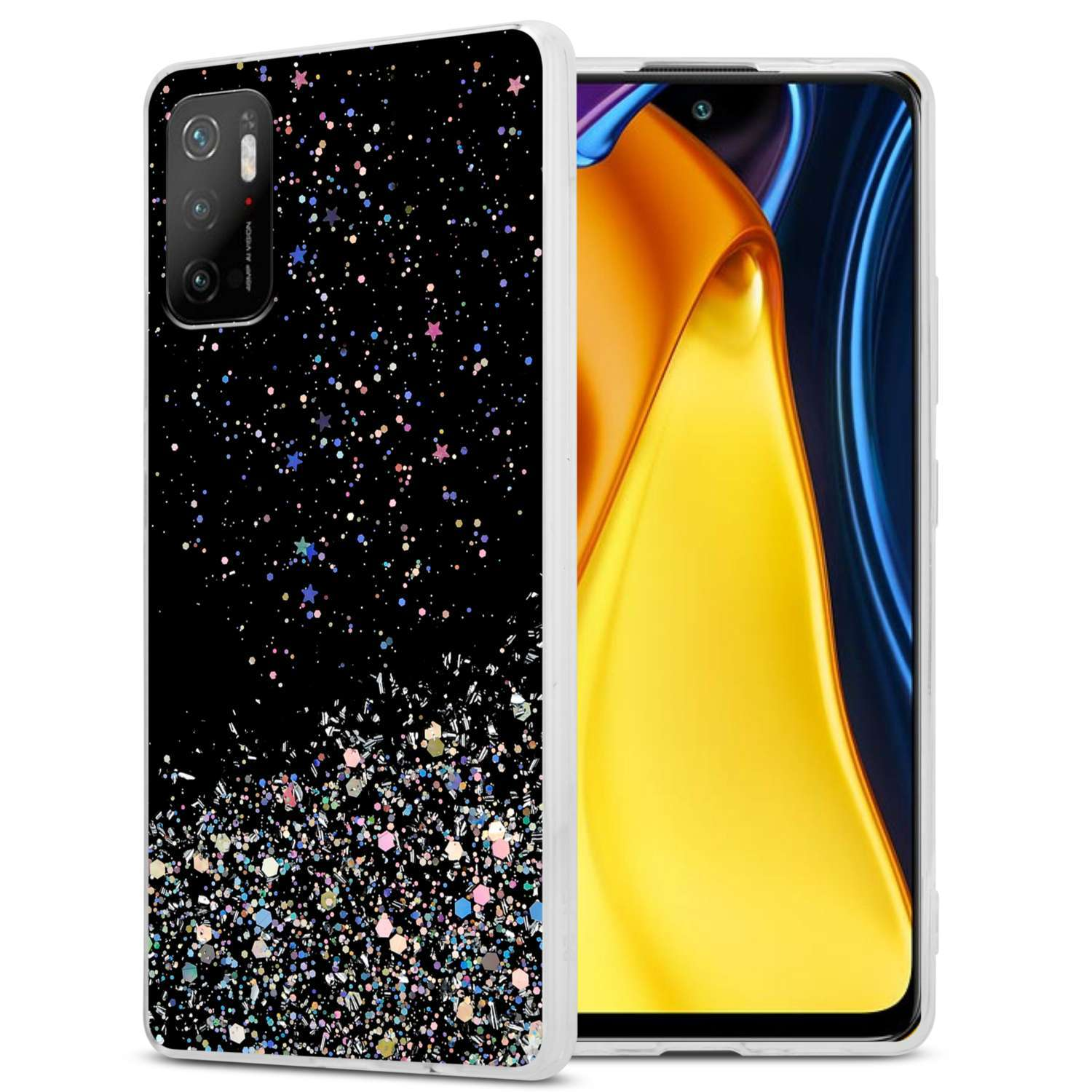 Backcover, NOTE POCO Glitter CADORABO mit PRO Schwarz RedMi 5G Glitter, / funkelnden 10 M3 Schutzhülle mit Xiaomi, 5G,