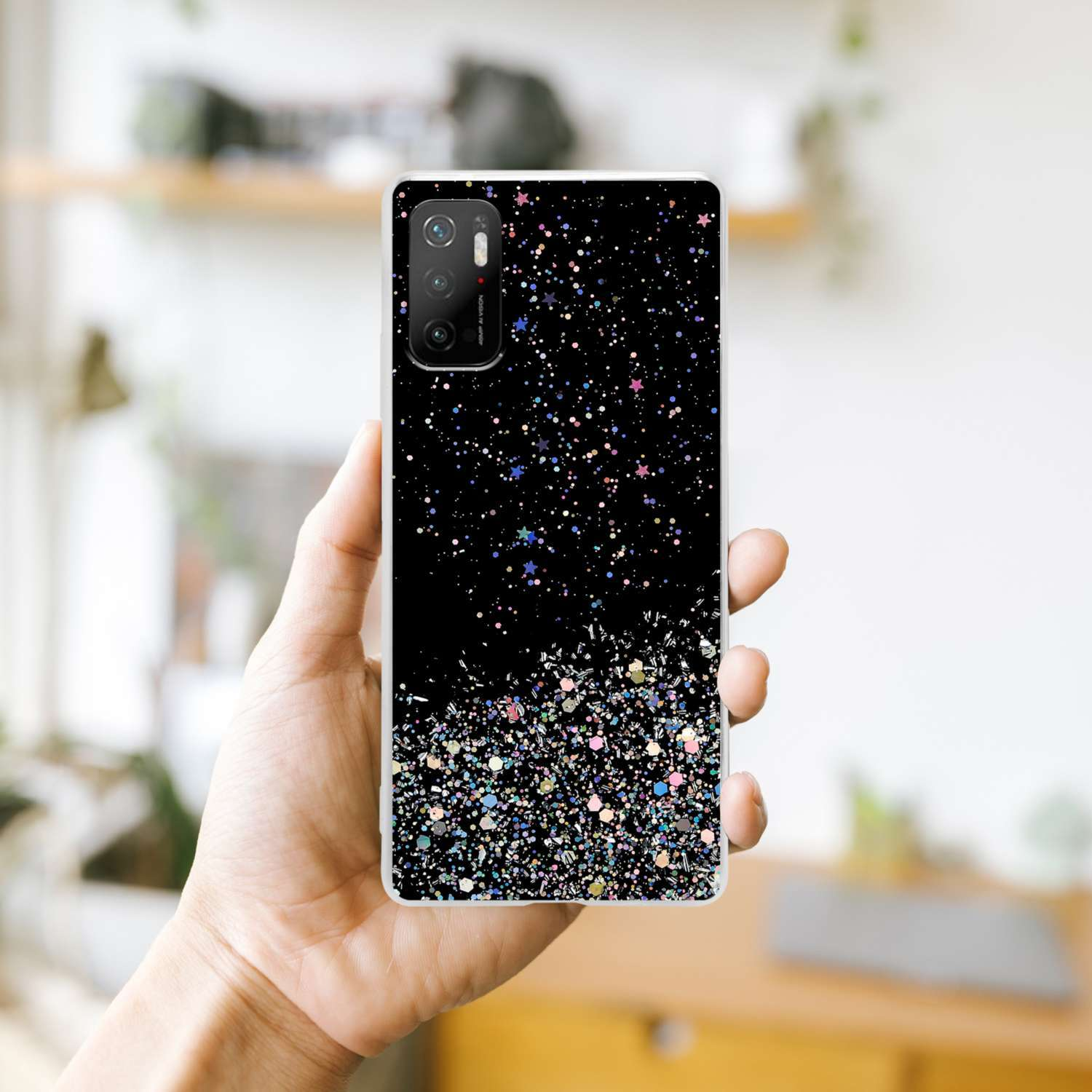 Backcover, NOTE POCO Glitter CADORABO mit PRO Schwarz RedMi 5G Glitter, / funkelnden 10 M3 Schutzhülle mit Xiaomi, 5G,