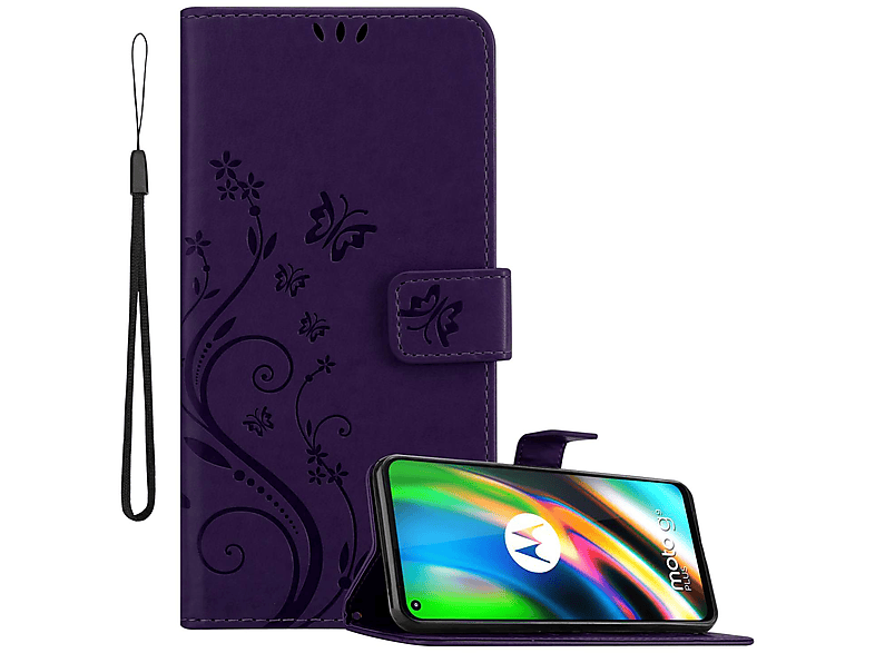 Motorola Moto G9 Plus Leder Hülle - Flipcase Mit Kartenfach & Magnetverschluss In Lila