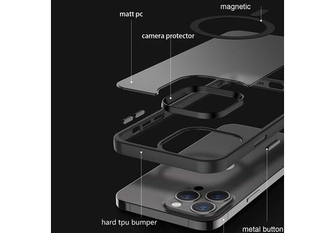 Funda Bumper Compatible con Magsafe con Cubre cámara para iPhone