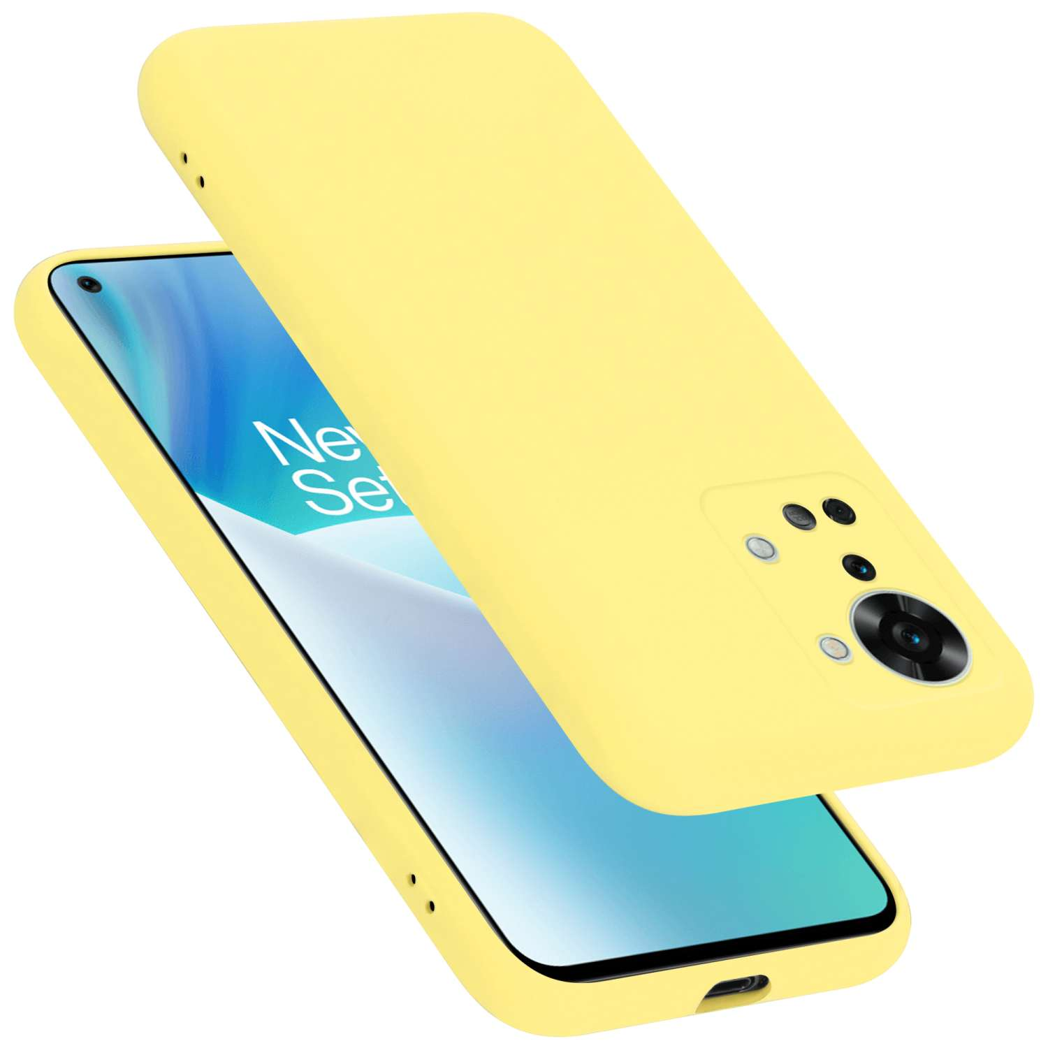 LIQUID Hülle Nord 2T, OnePlus, Style, GELB Silicone im CADORABO Case Liquid Backcover,