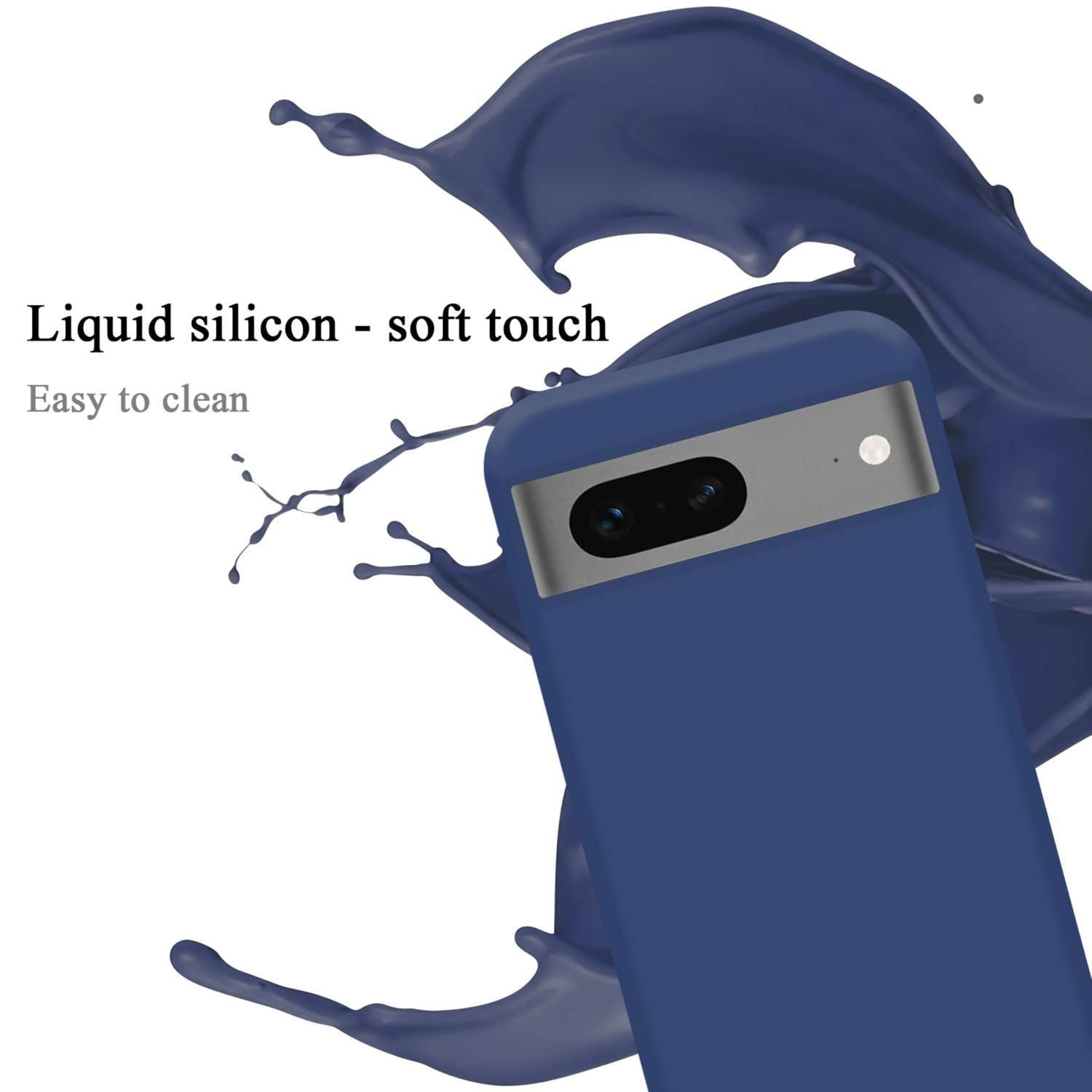 CADORABO Hülle im Liquid Silicone BLAU PIXEL Case LIQUID Style, 7, Backcover, Google