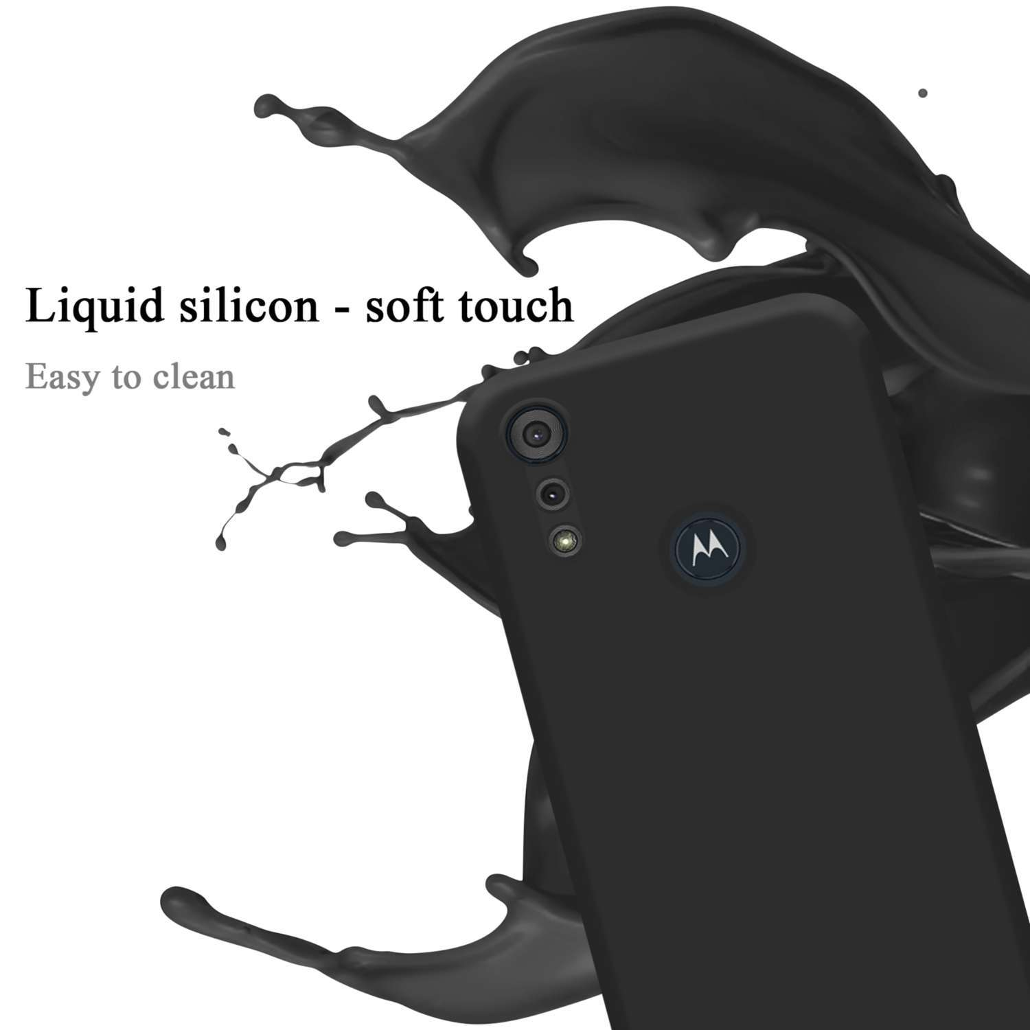 CADORABO Hülle im Liquid Silicone 2020, E6s Case MOTO Backcover, SCHWARZ Motorola, LIQUID Style