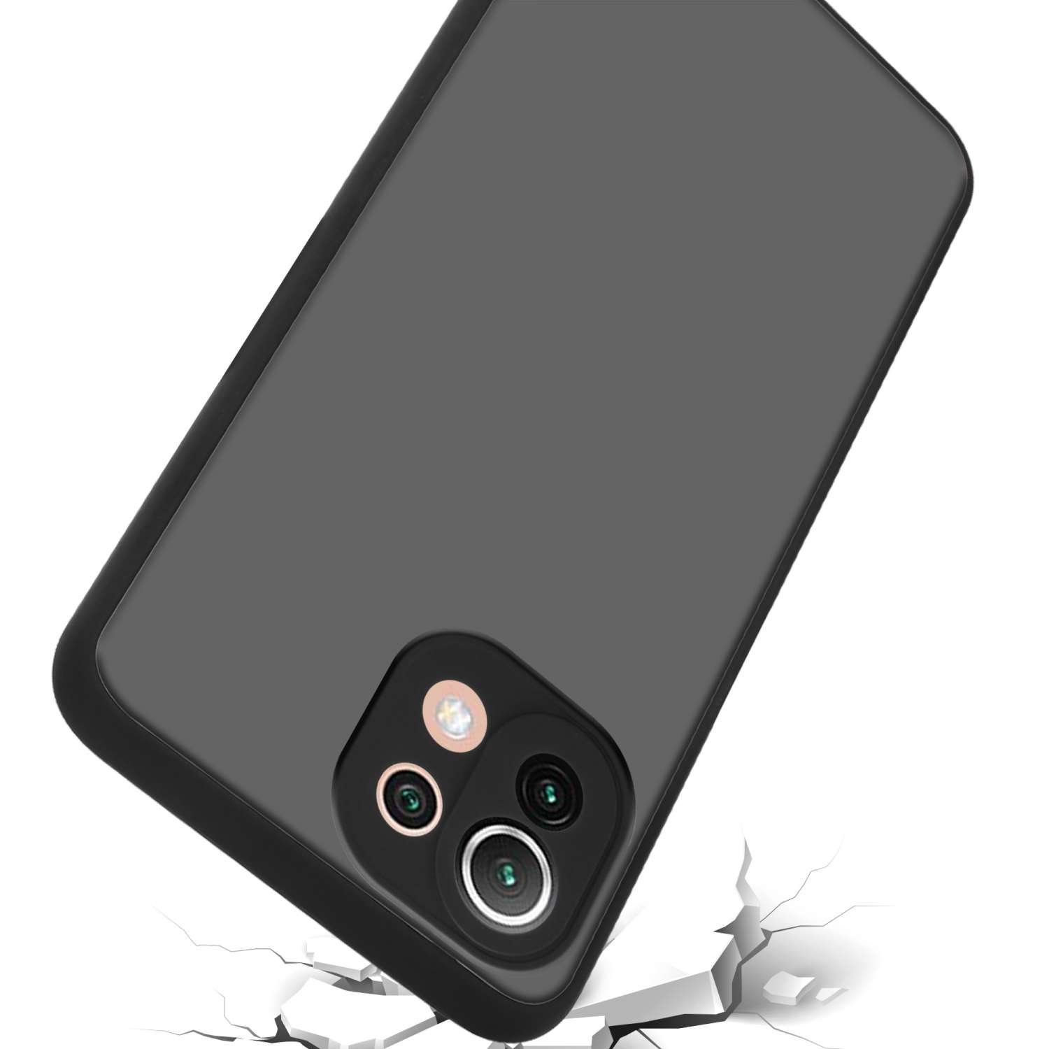 Hülle Kunststoff und Backcover, Matt TPU mit Hybrid Silikon CADORABO matter / Xiaomi, 5G) NE, / 11 Innenseite Rückseite, (4G Schwarz Mi LITE LITE 11 Schutzhülle