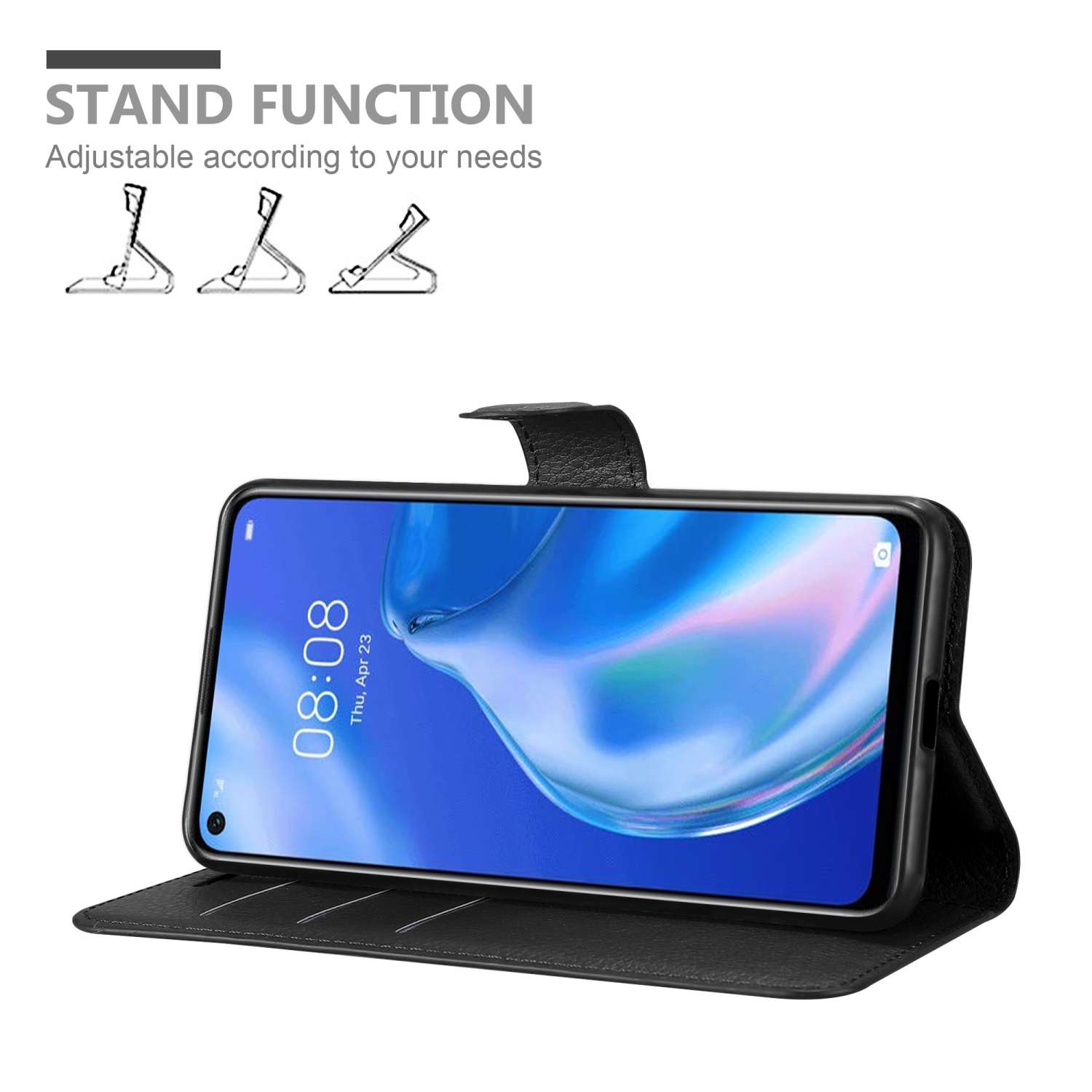 Cadorabo Cover Libro Per Huawei P40 Lite E – Portafoglio In Blu Scuro/Nero Con Vani Carte E Chiusura Magnetica