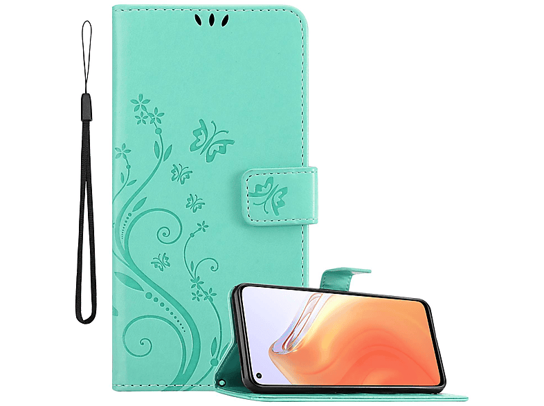 Mi Xiaomi, Muster TÜRKIS CADORABO FLORAL Hülle Bookcover, Flower PRO, / 10T Case, 10T Blumen Mi