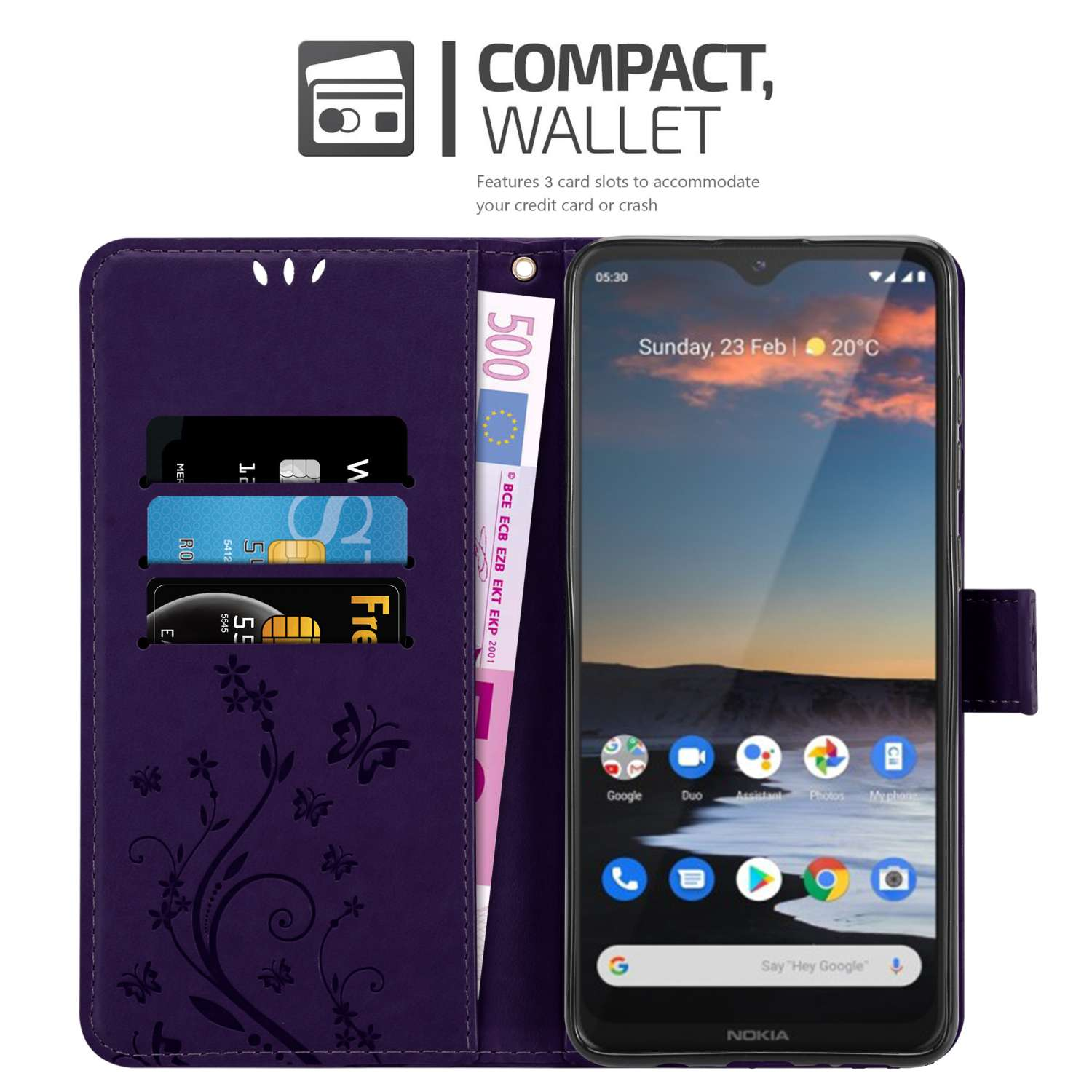 Custodia A Portafoglio In Pelle Per Nokia 6.1 Plus – Con Porta Carte E Supporto – Chiusura Magnetica – Antiurto