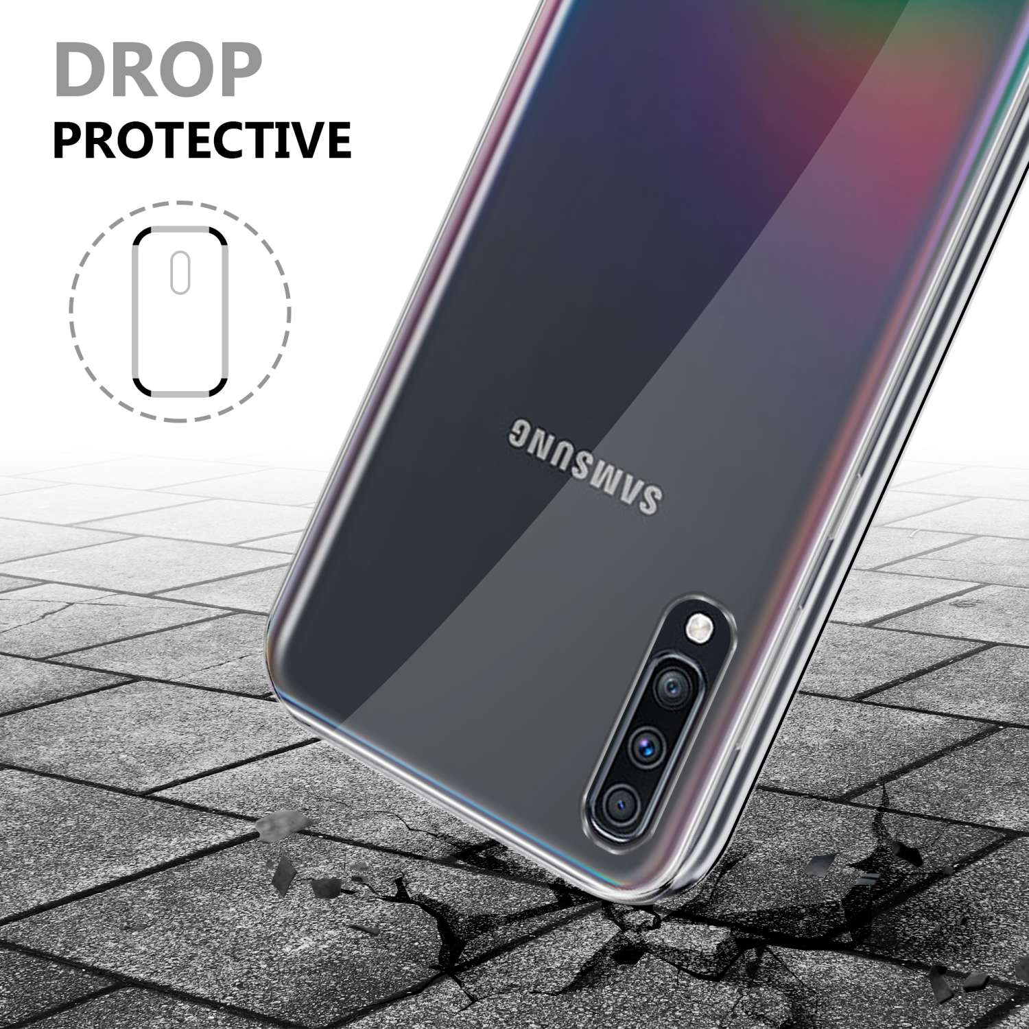 / 360 TPU Galaxy Backcover, A70 Samsung, TRANSPARENT Grad Case Hülle, CADORABO A70s,