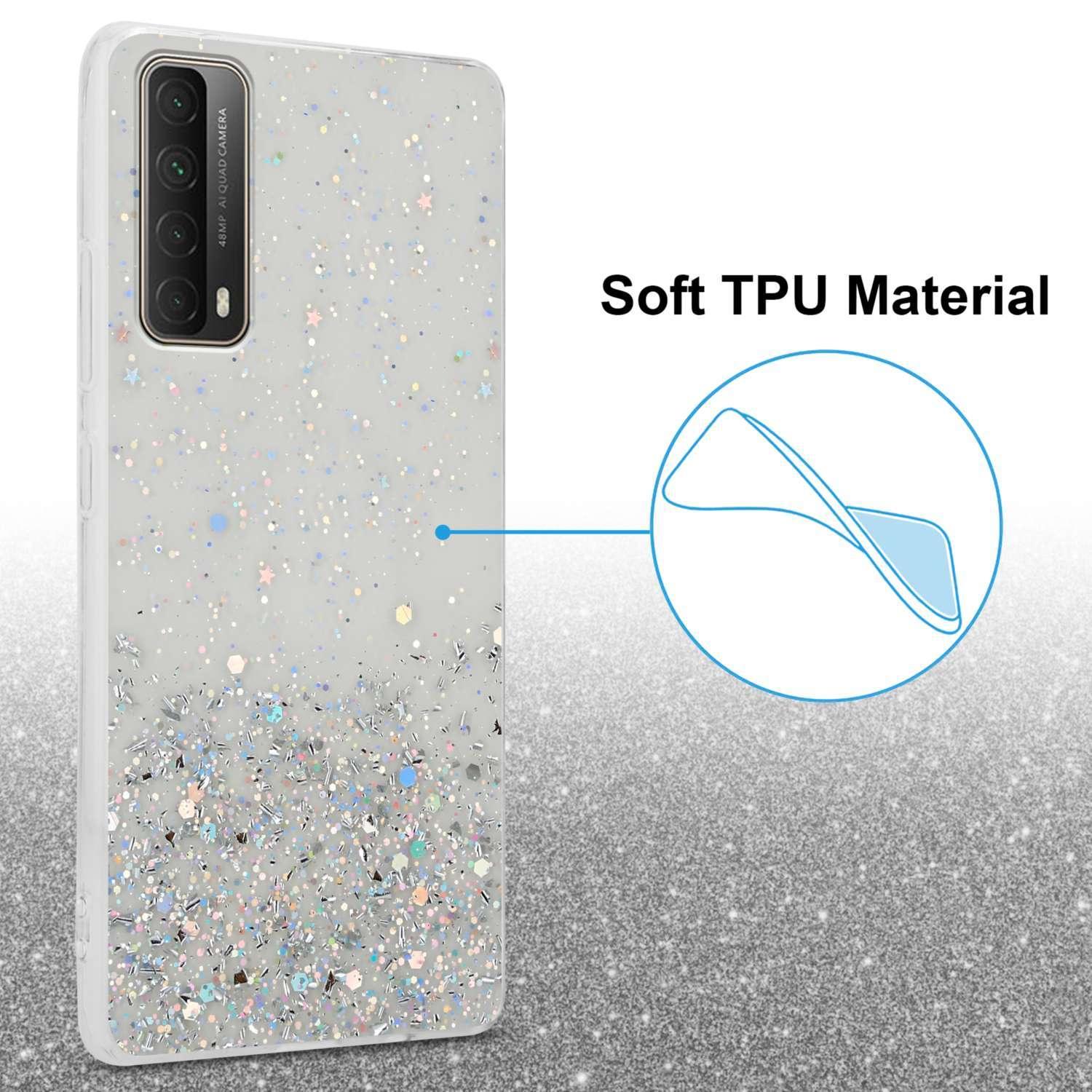 funkelnden Schutzhülle Backcover, CADORABO Transparent P Glitter, SMART Huawei, 2021, mit mit Glitter