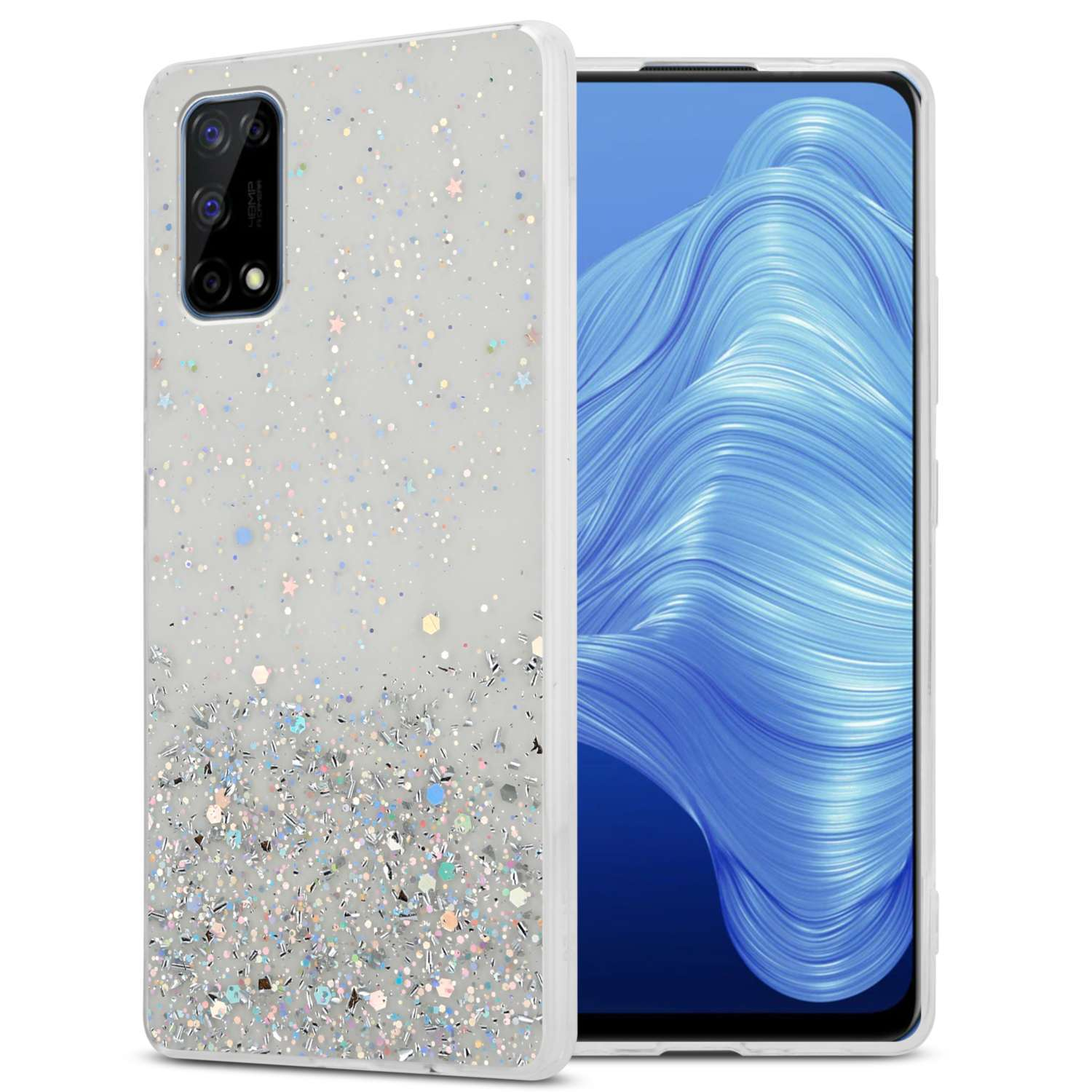 Backcover, 7 mit funkelnden 4G, Transparent Glitter, Schutzhülle CADORABO mit Glitter Realme,