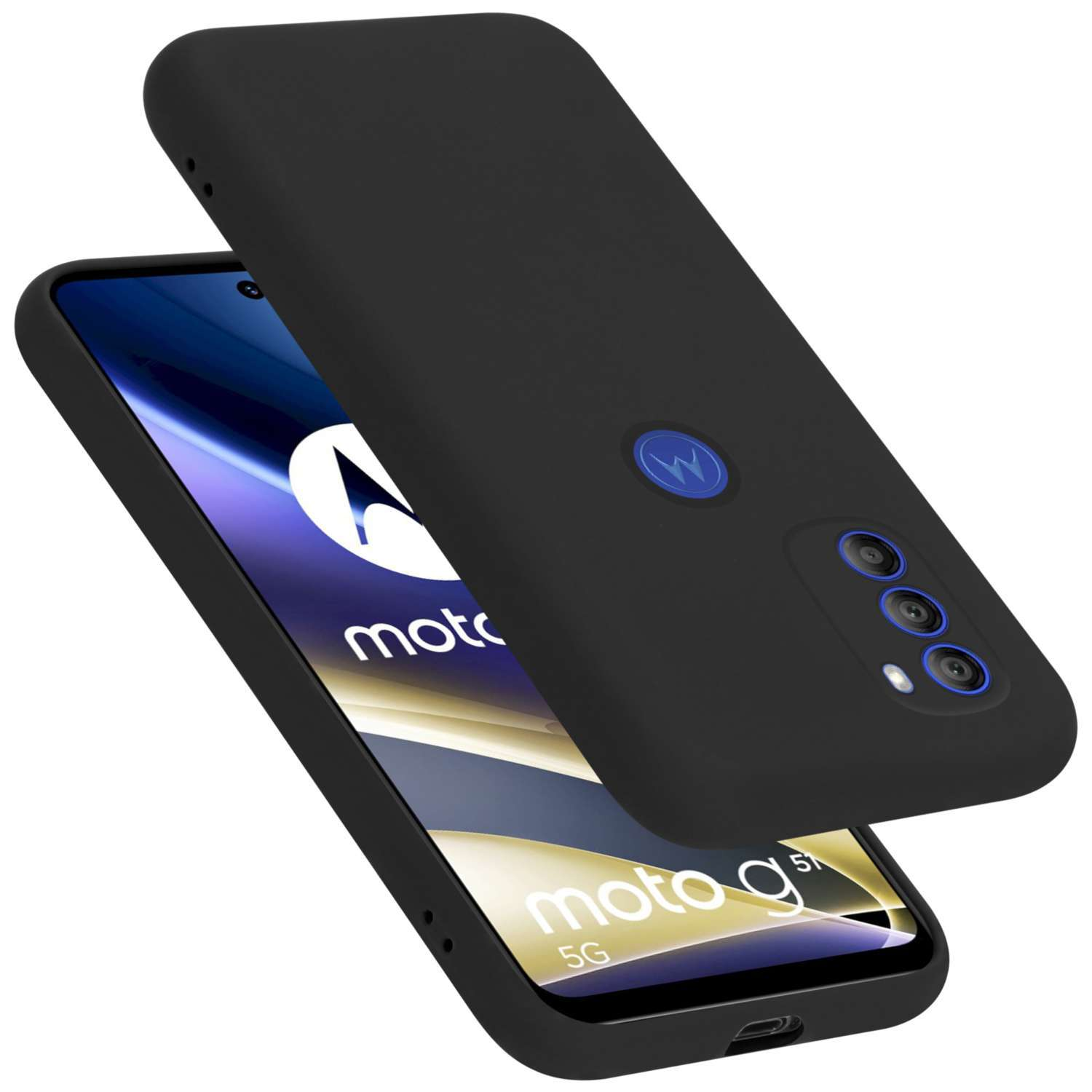 CADORABO Motorola, Hülle Silicone LIQUID 5G, Style, Backcover, Liquid im MOTO G51 Case SCHWARZ