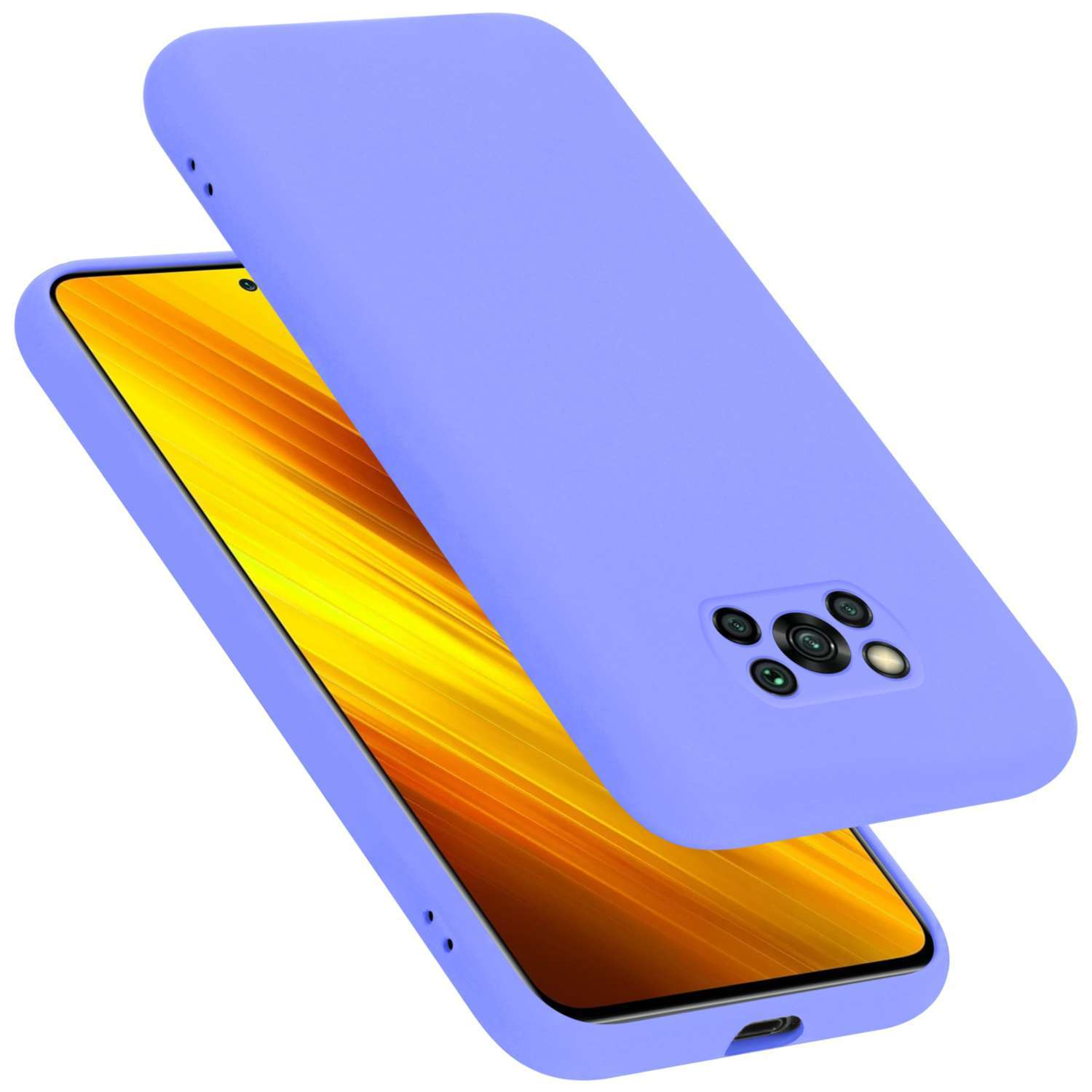 POCO Case NFC, X3 Hülle Liquid CADORABO LILA LIQUID Xiaomi, im Silicone HELL Style, Backcover,