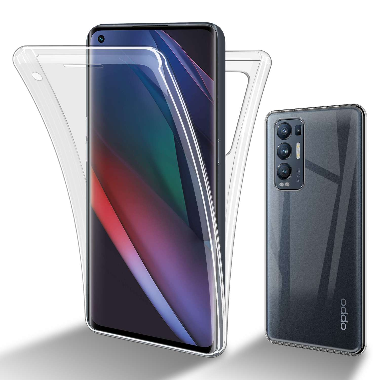 CADORABO TPU 360 Grad Hülle, X3 TRANSPARENT Backcover, FIND Oppo, NEO, Case