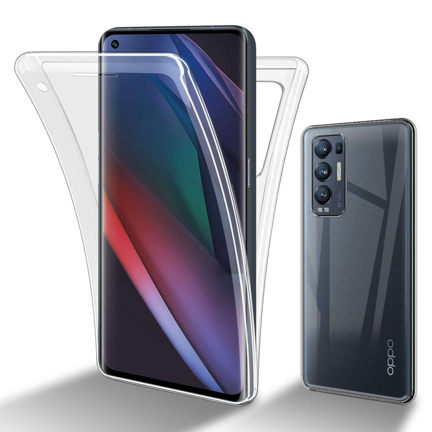 TPU 360 Grad NEO, Backcover, TRANSPARENT FIND X3 Case Oppo, CADORABO Hülle,