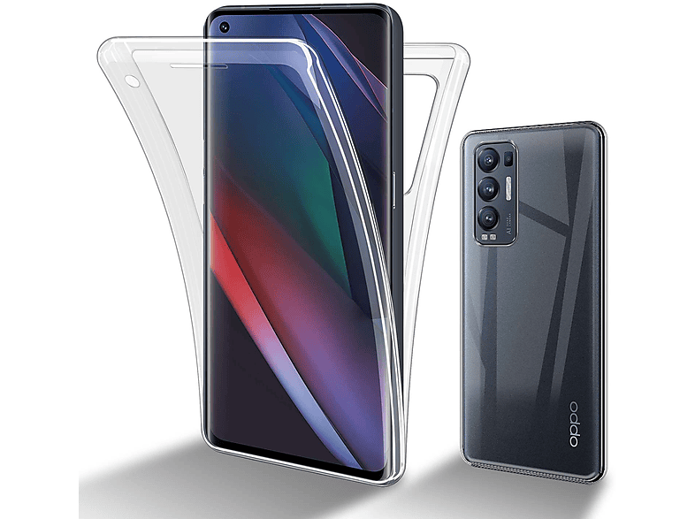 CADORABO TPU 360 Grad Case Hülle, Backcover, Oppo, FIND X3 NEO, TRANSPARENT