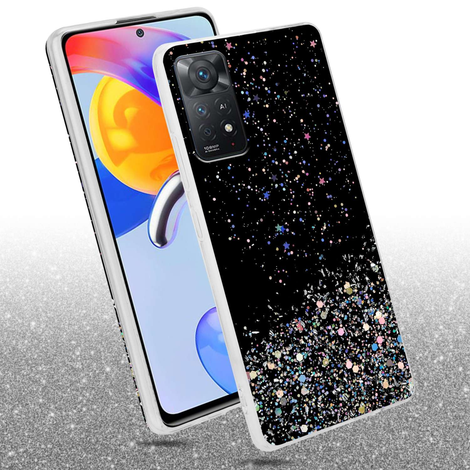 Custodia Compatibile Con Samsung Galaxy A71 5g In Viola Con Glitter - Coperchio Protettivo In Silicone Tpu Flessibile Con Glitter Scintillanti
