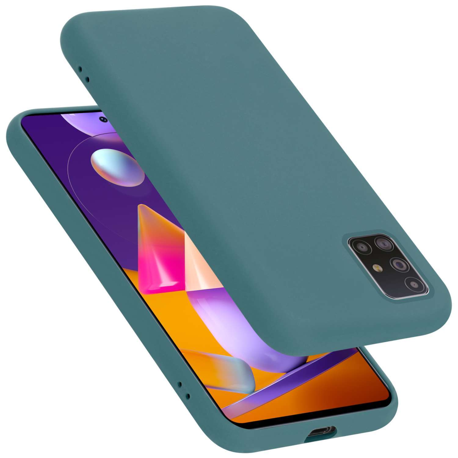 CADORABO Hülle im Liquid M31s, Samsung, GRÜN Galaxy Style, Case Silicone Backcover, LIQUID