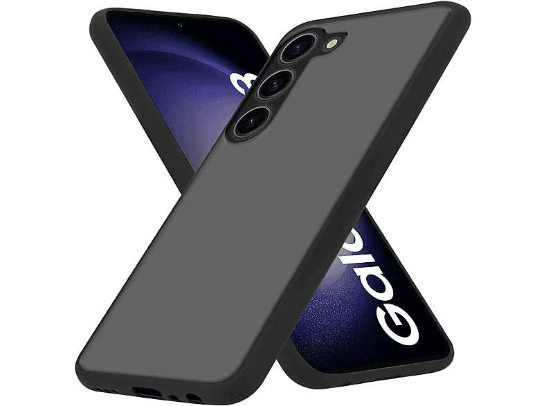 Schutzhülle und Silikon CADORABO S23, Hülle Hybrid Backcover, mit Innenseite matter Matt Schwarz Kunststoff Galaxy Rückseite, TPU Samsung,