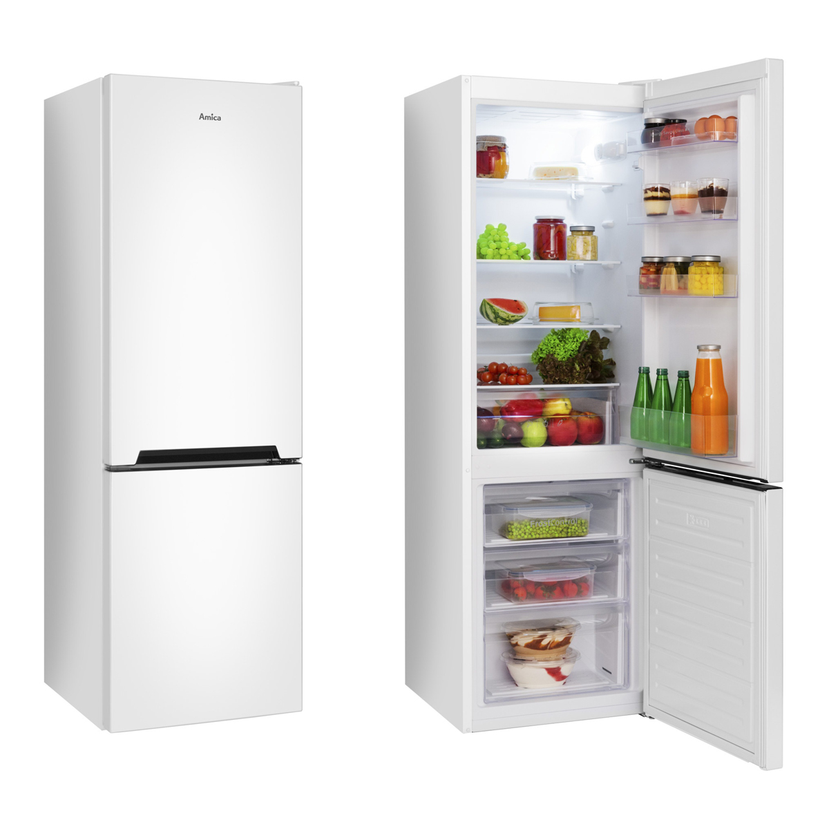 170cm Weiß) Weiß Kühlschrank AMICA hoch (E, automat. Kühl-Gefrierkombination hoch, 268L 1700 mm Kühlschran Abtauen