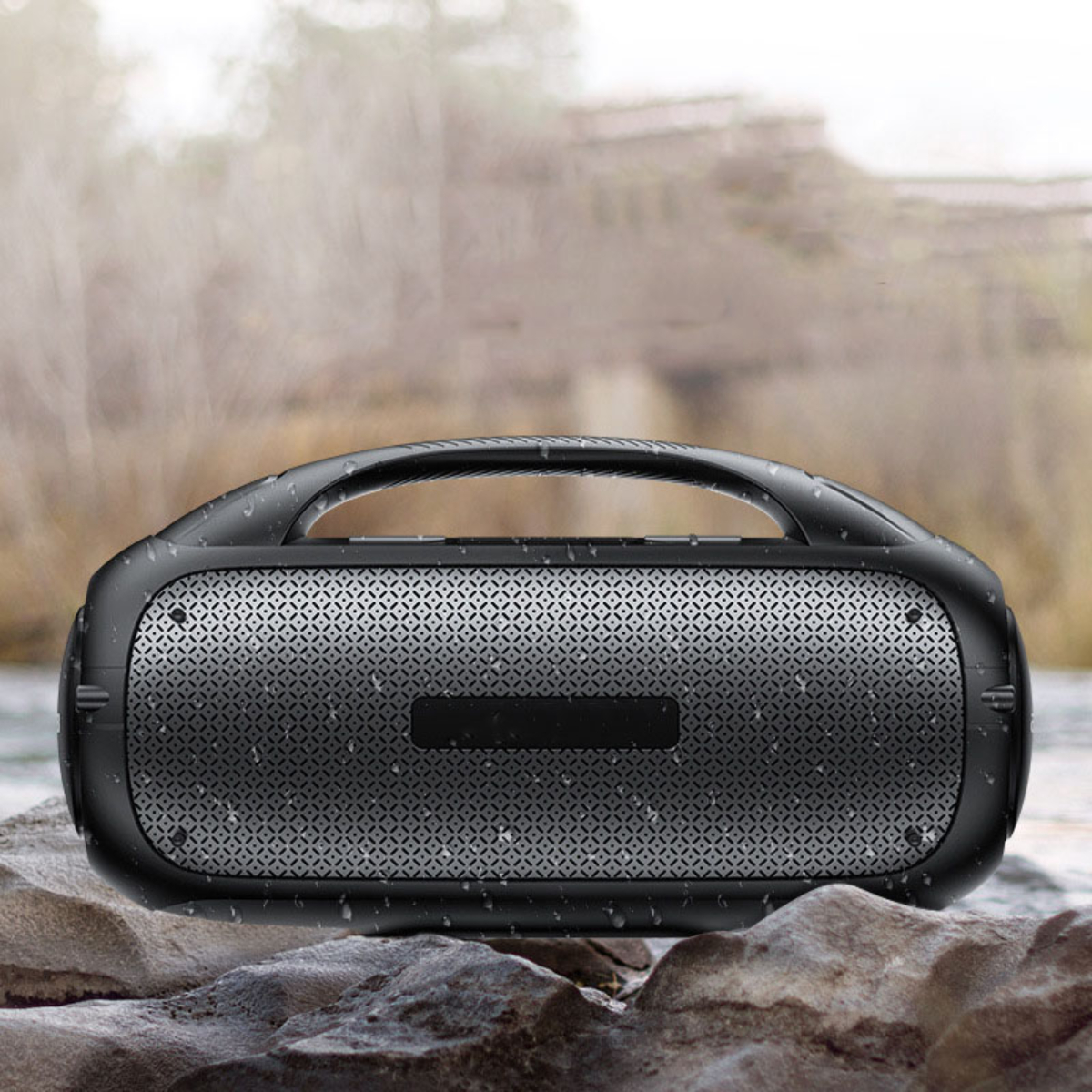 BYTELIKE Bluetooth-Lautsprecher mit Mikrofon, Wasserfest Bluetooth-Lautsprecher, Tragbarer, Sprachausgabe, Wasserdicht Außenbereich Schwarz