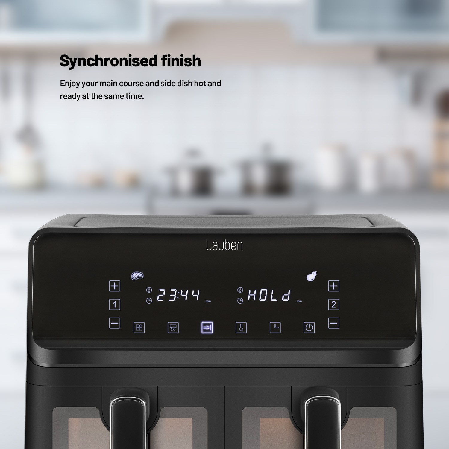 LAUBEN DualZone® Air Fryer 270 Watt Schwarz Heißluftfritteuse 8000BC